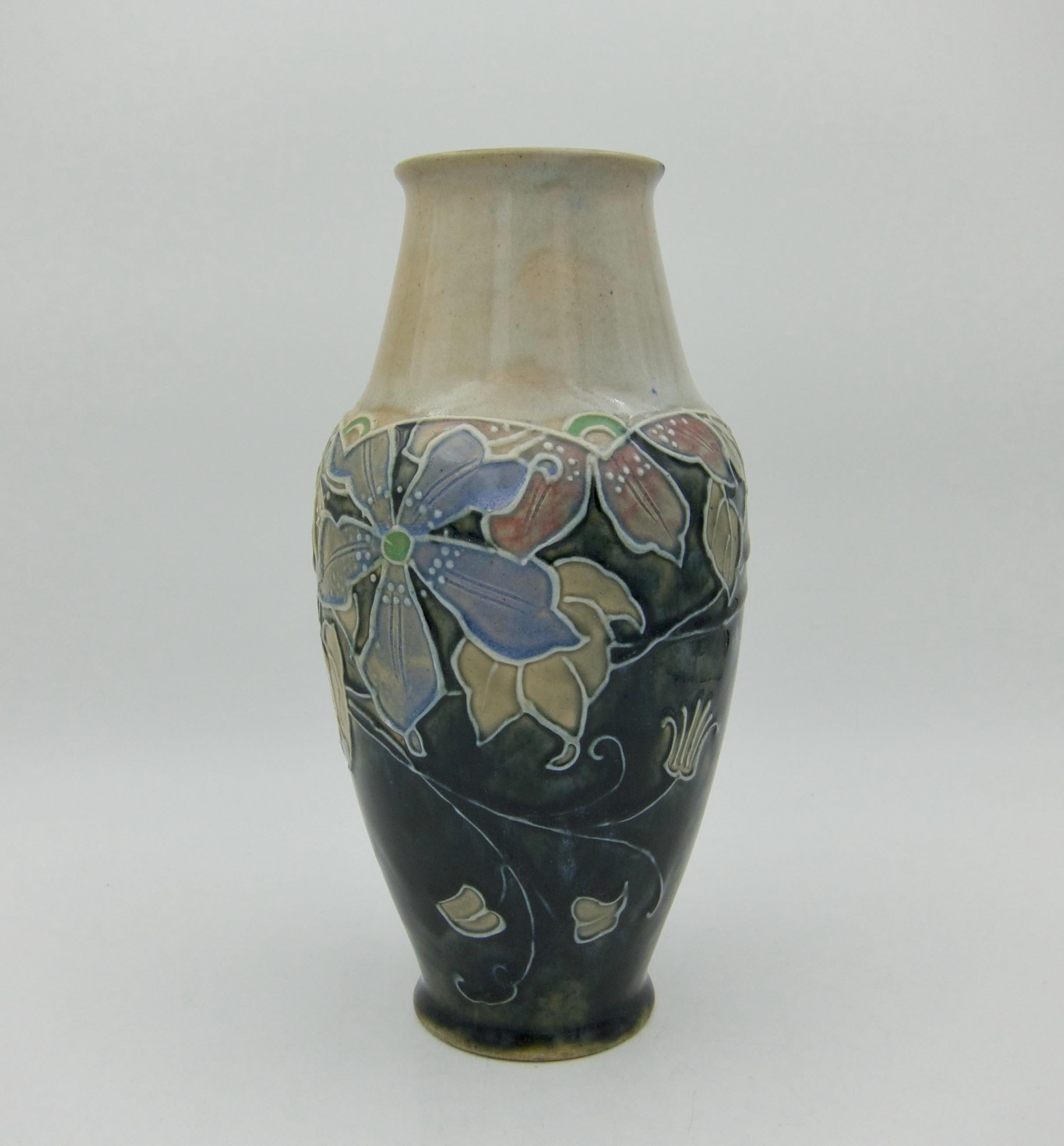 English Royal Doulton Art Nouveau Stoneware Vase by Joan Honey