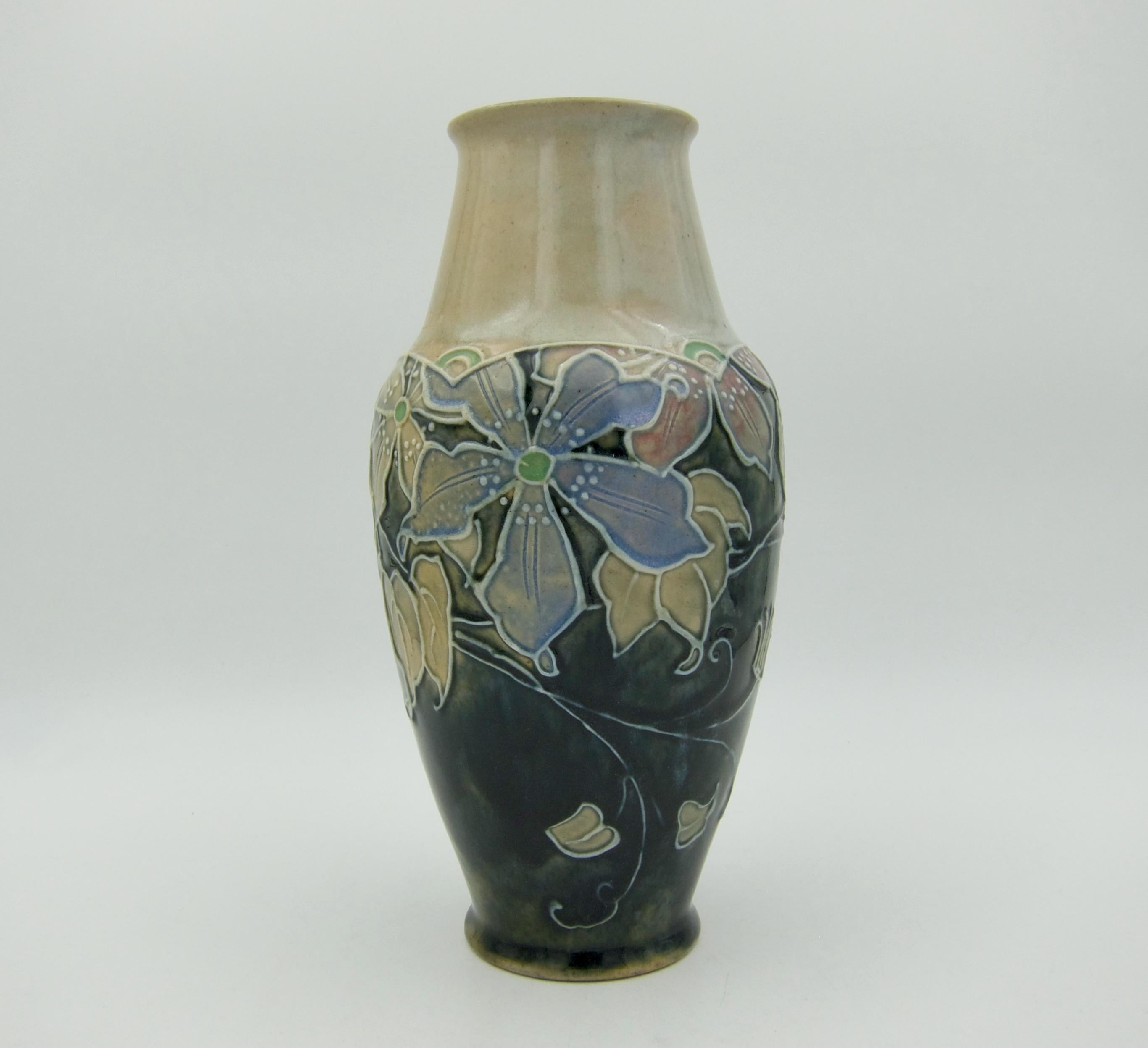Royal Doulton Art Nouveau Stoneware Vase by Joan Honey In Good Condition In Los Angeles, CA