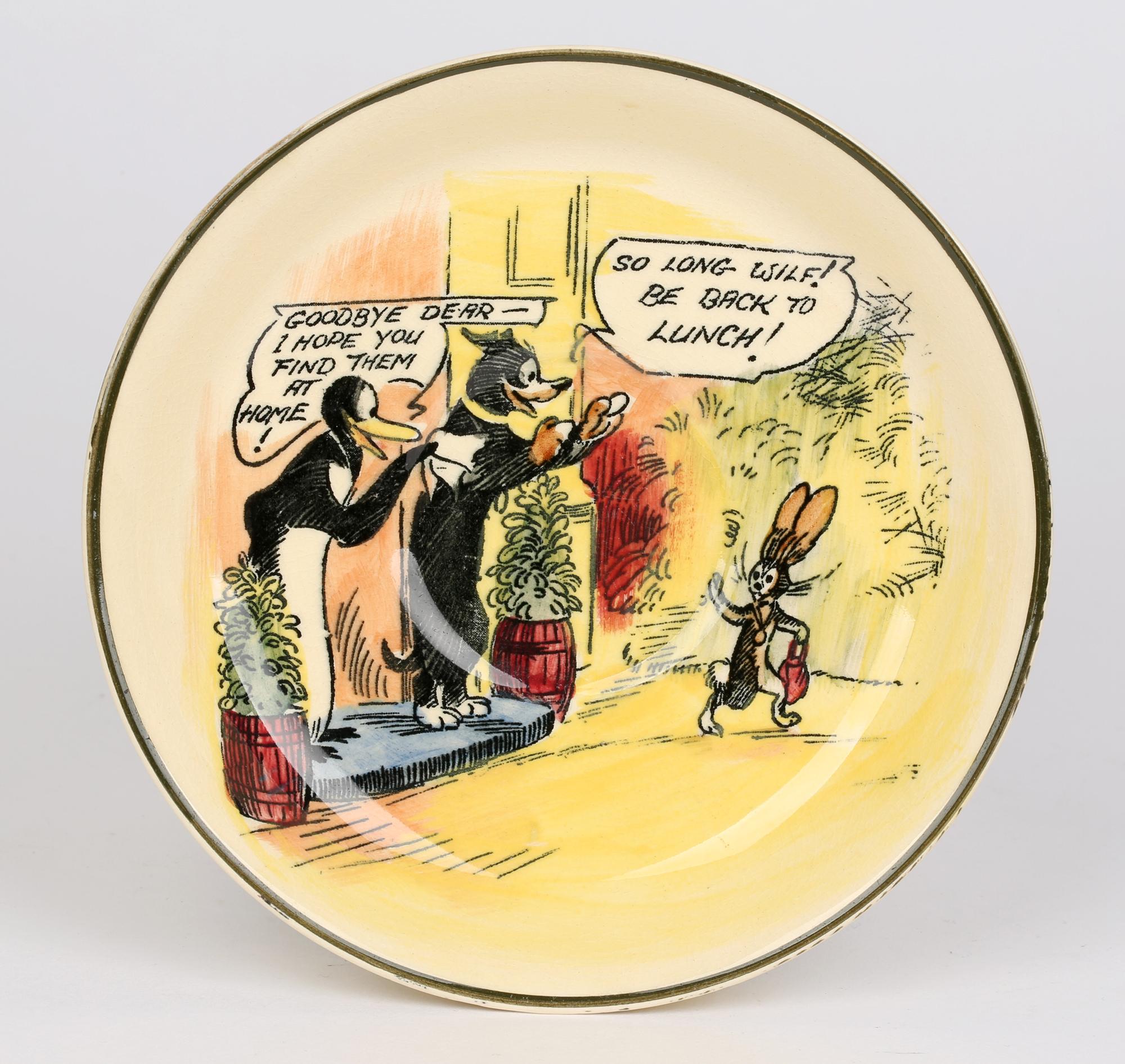 Royal Doulton Burslem Art Deco Pip, Squeak & Wilfred Daily Mirror Pottery Saucer For Sale 3