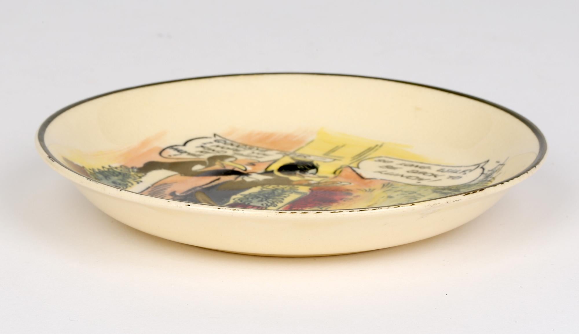 Platillo de cerámica Royal Doulton Burslem Art Deco Pip, Squeak & Wilfred Daily Mirror Art Decó en venta