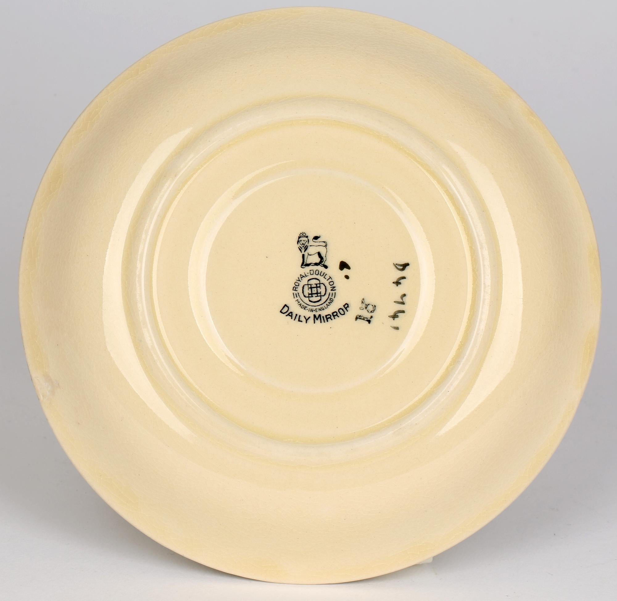 Royal Doulton Burslem Art Deco Pip, Squeak & Wilfred Daily Mirror Pottery Saucer In Good Condition For Sale In Bishop's Stortford, Hertfordshire
