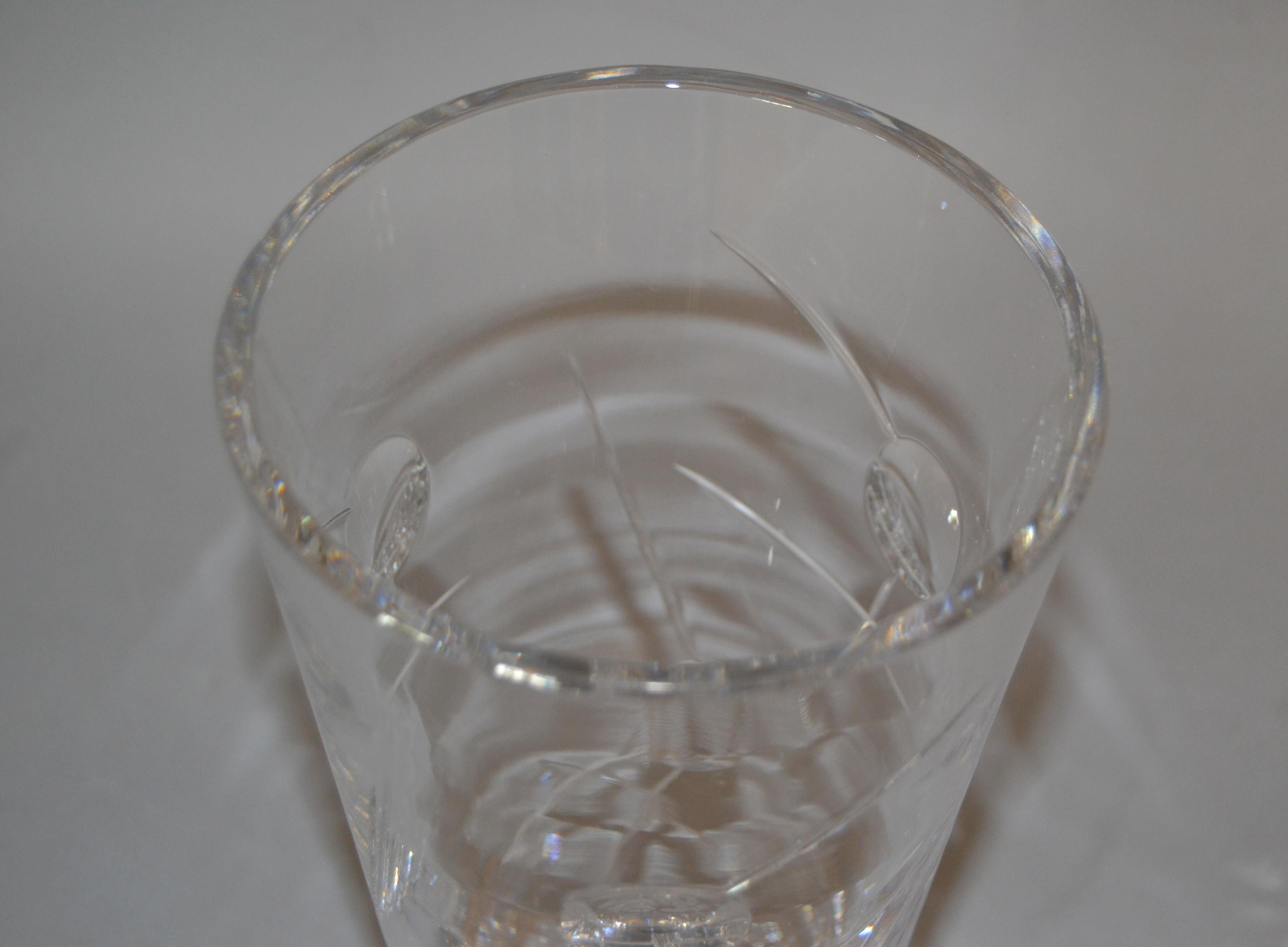 English Royal Doulton Cut Crystal Vase with Bubbles Etching Mid-Century Moden England For Sale