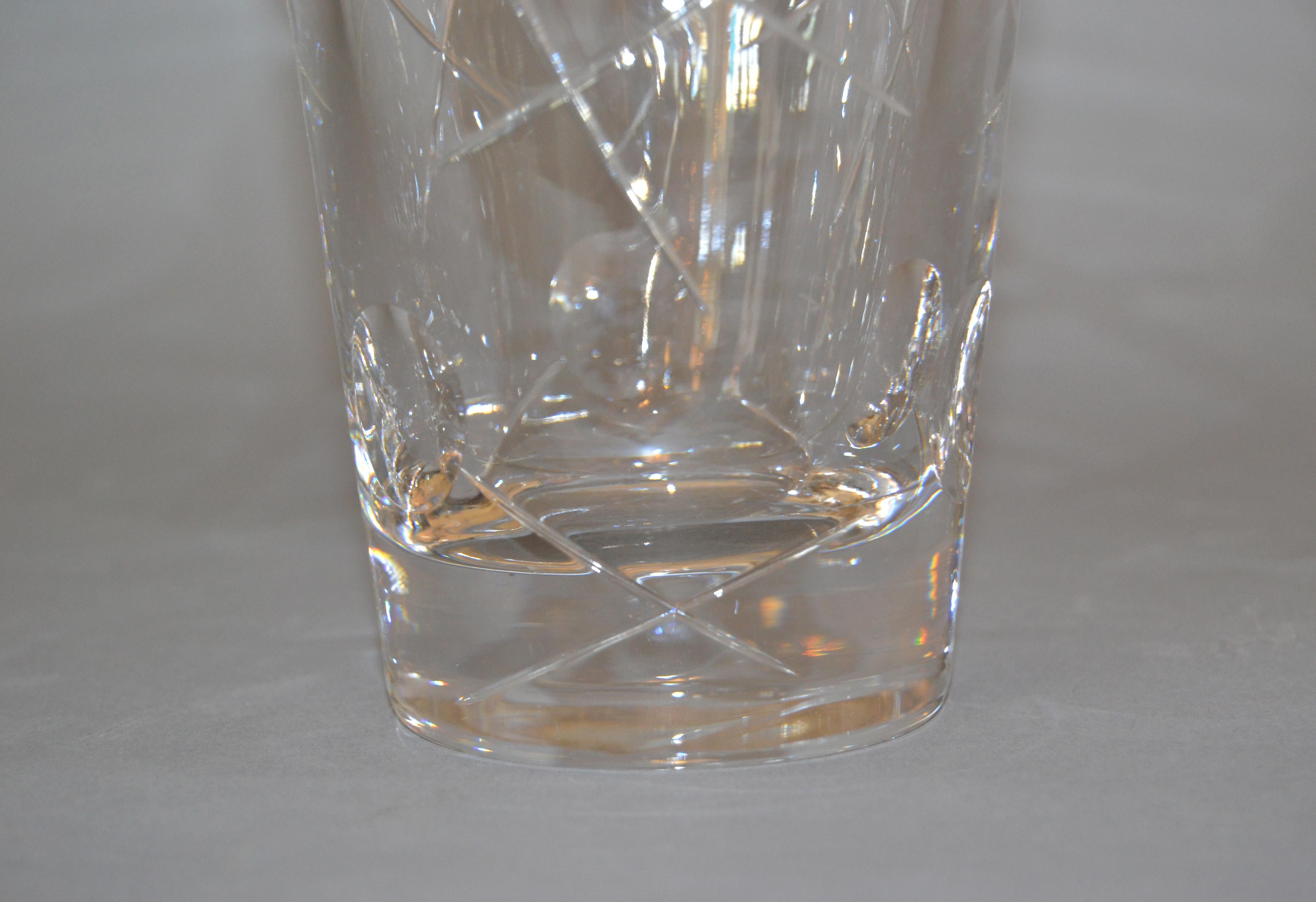 Late 20th Century Royal Doulton Cut Crystal Vase with Bubbles Etching Mid-Century Moden England For Sale