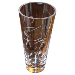Royal Doulton Cut Crystal Vase with Bubbles Etching Mid-Century Moden England