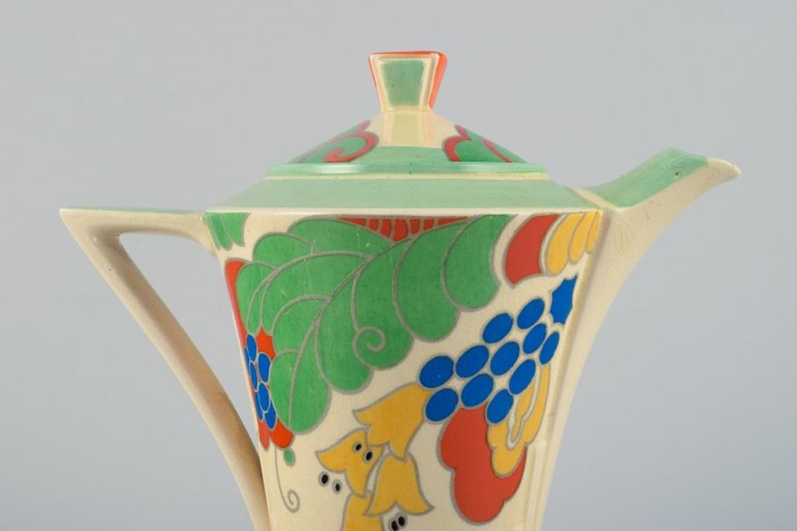 Glazed Royal Doulton, England.  'Caprice' coffee pot in earthenware. 1940s
