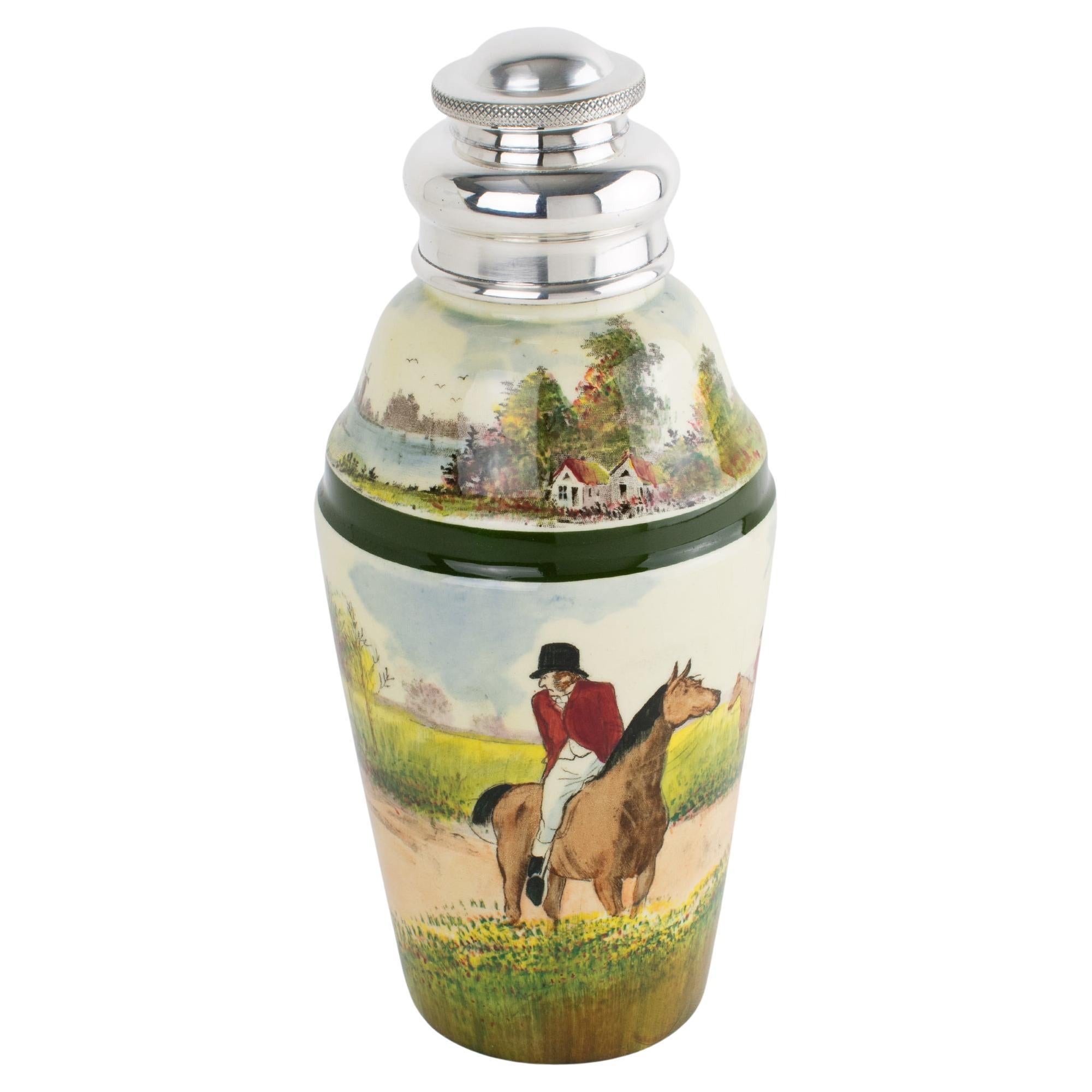 Royal Doulton England Cocktail Martini Shaker aus Keramik und Sterlingsilber im Angebot