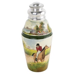 Shaker per cocktail Martini di Royal Doulton England in ceramica e argento massiccio