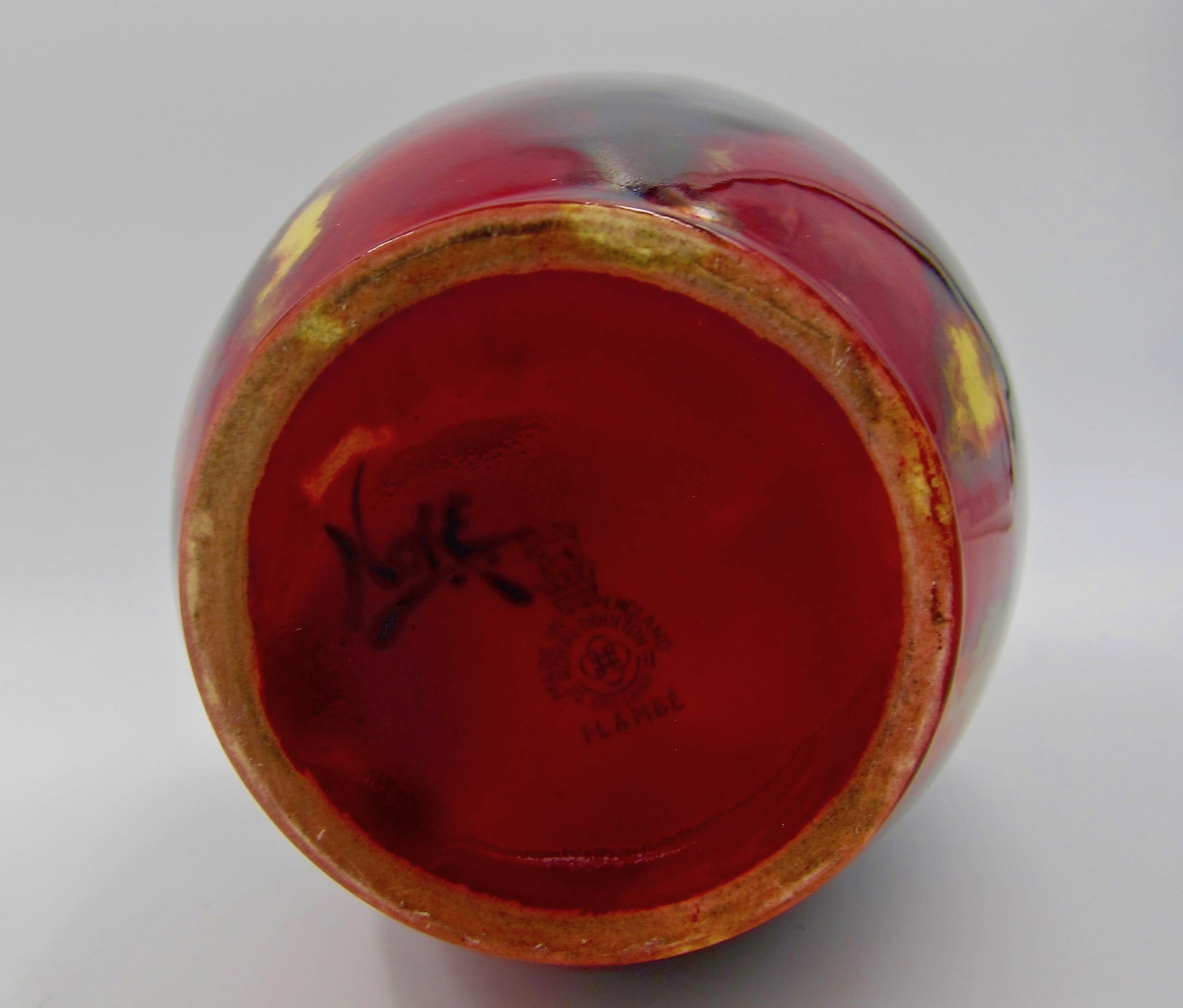 Royal Doulton Flambe Art Deco Vase Signed by Charles Noke 6