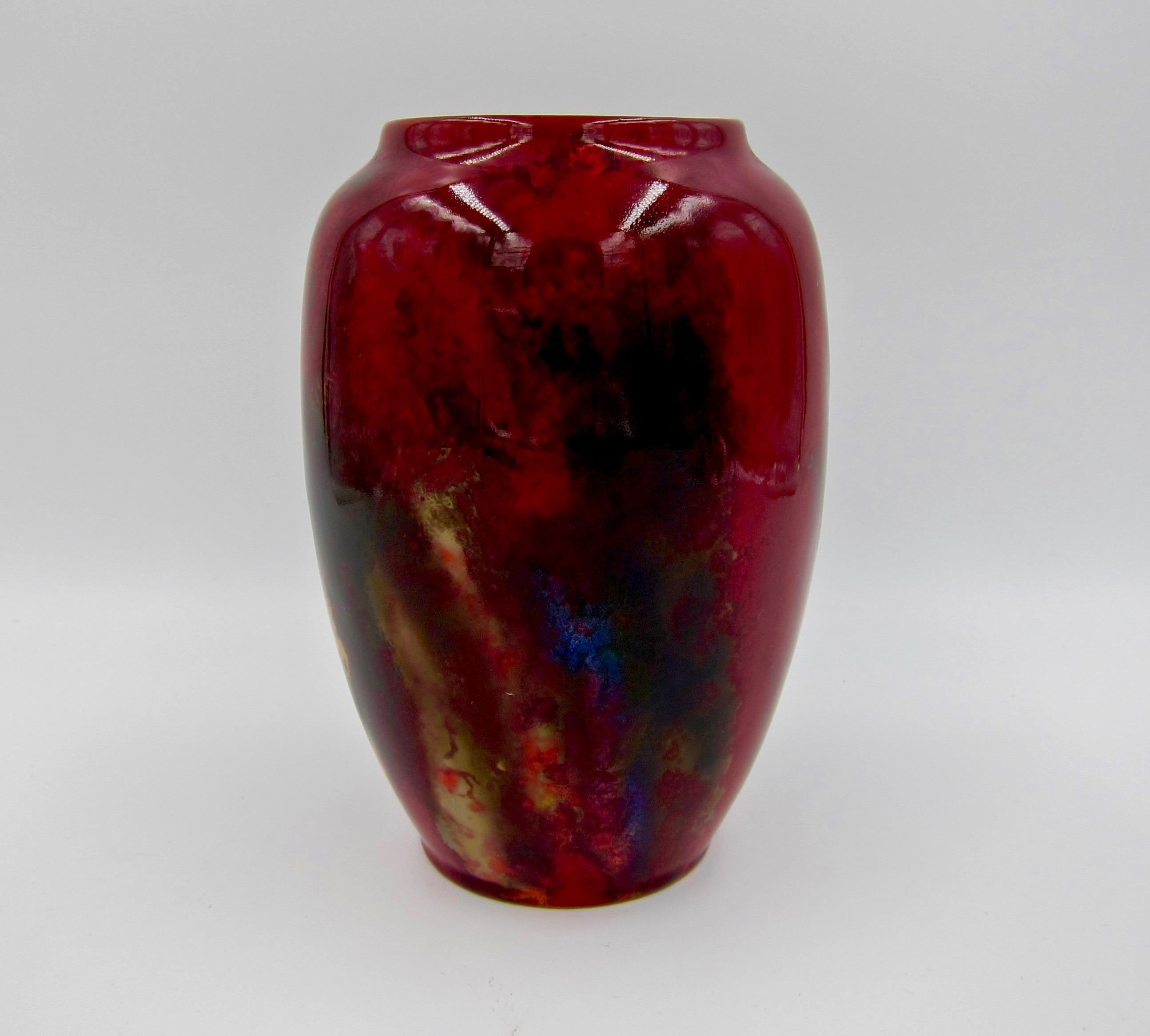 British Royal Doulton Flambe Art Deco Vase Signed by Charles Noke