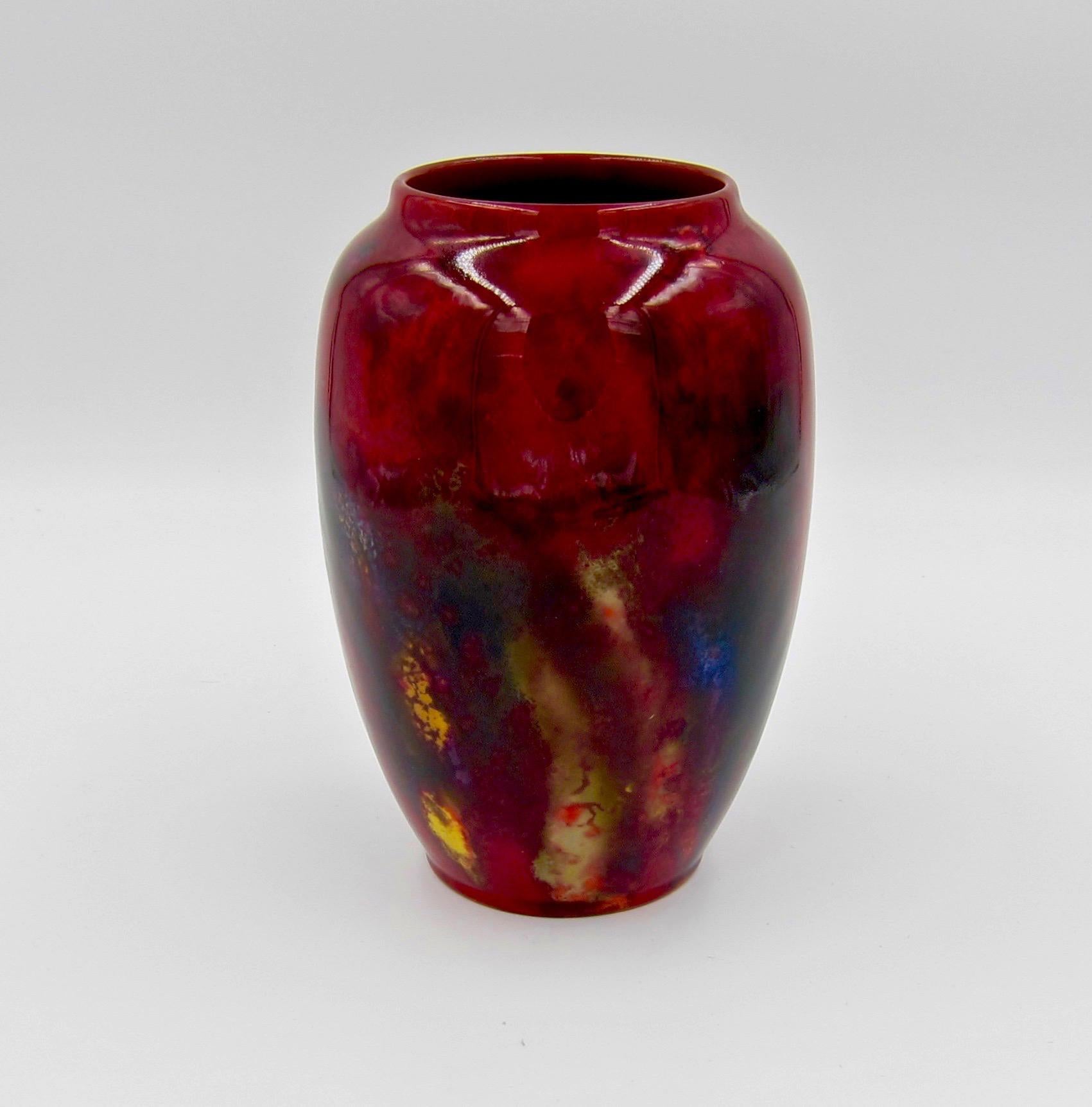 Glazed Royal Doulton Flambe Art Deco Vase Signed by Charles Noke
