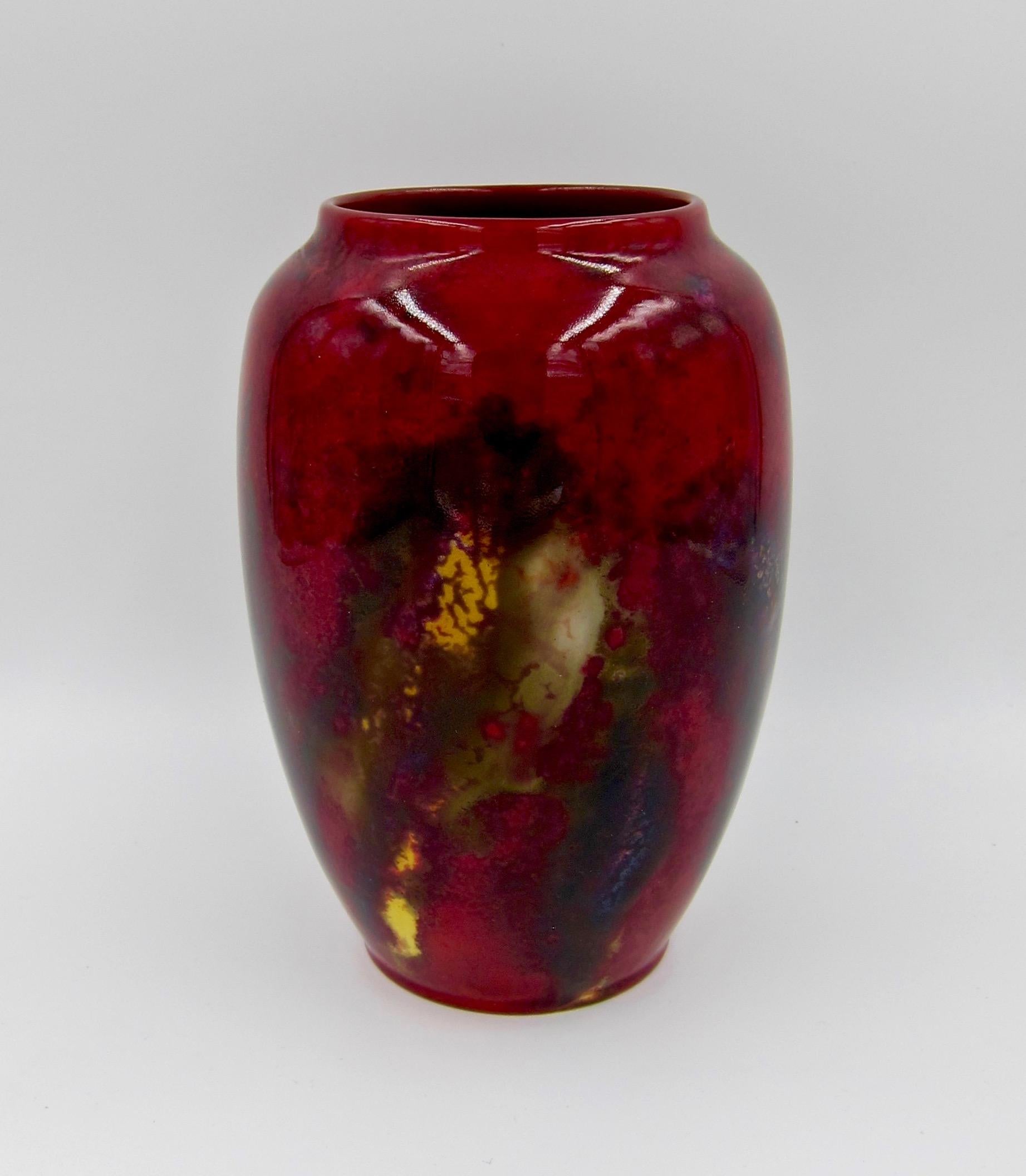20th Century Royal Doulton Flambe Art Deco Vase Signed by Charles Noke