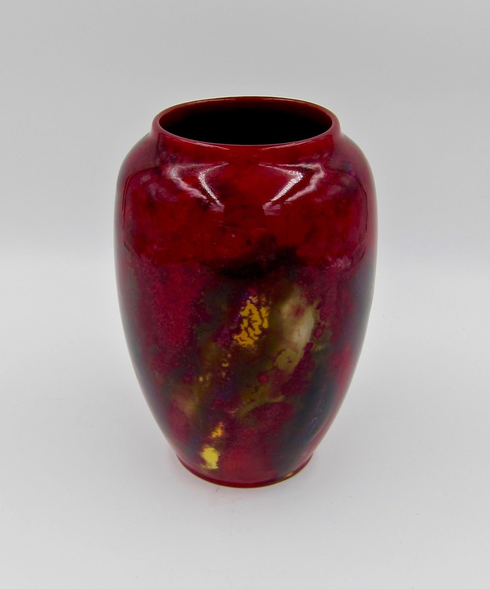 Earthenware Royal Doulton Flambe Art Deco Vase Signed by Charles Noke