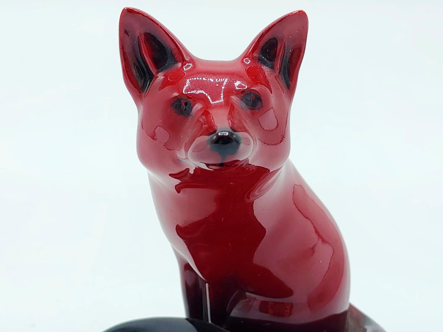 English Royal Doulton Flambe Sitting Fox Hn130 Bone China Porcelain Figurine For Sale