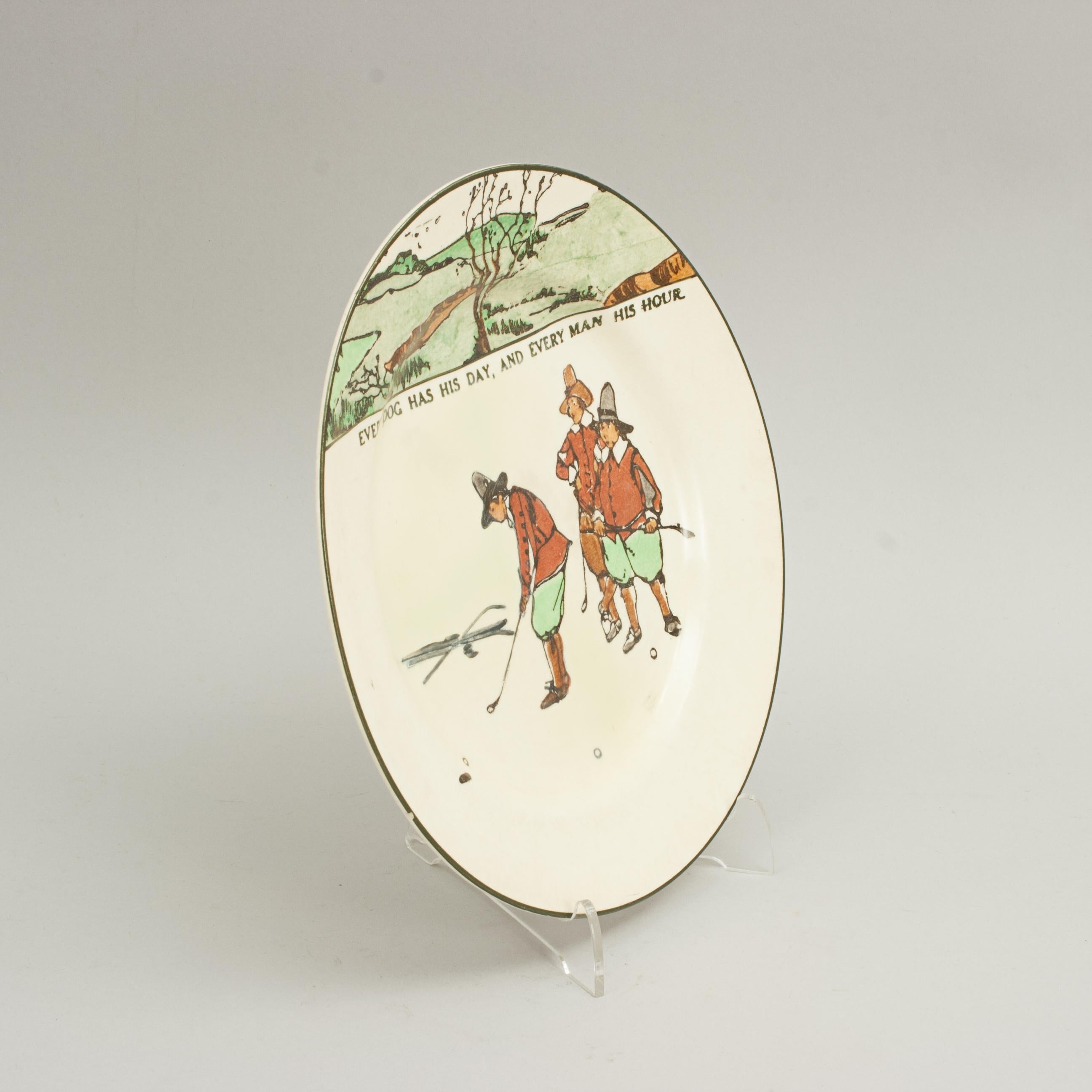 Royal Doulton Series Ware Golf plate.
Royal Doulton rack plate with polychrome golf scene and the proverb, 
