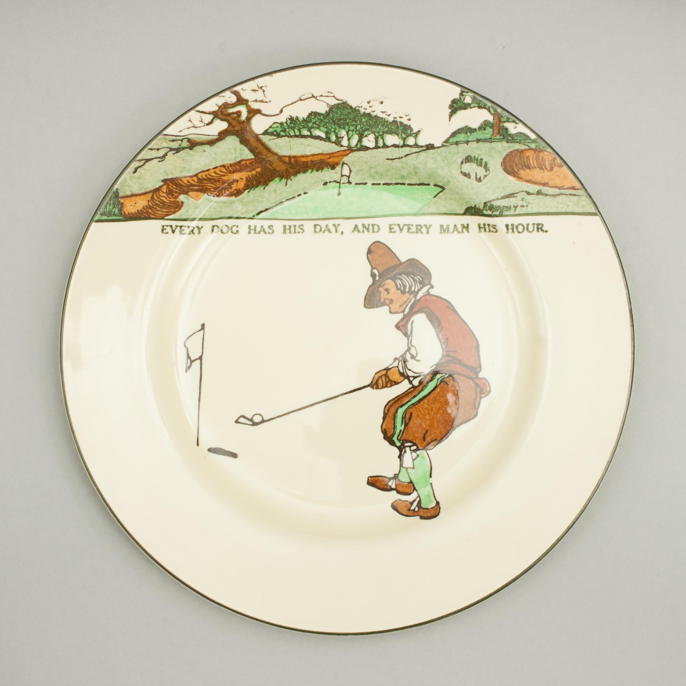 Début du 20ème siècle Assiette de golf Royal Doulton, Série d'articles en vente