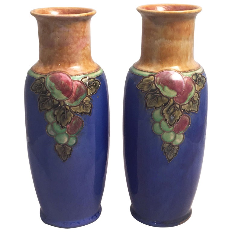 Royal Doulton Grape Cluster Vases from the Arts and Crafts Period For Sale  at 1stDibs