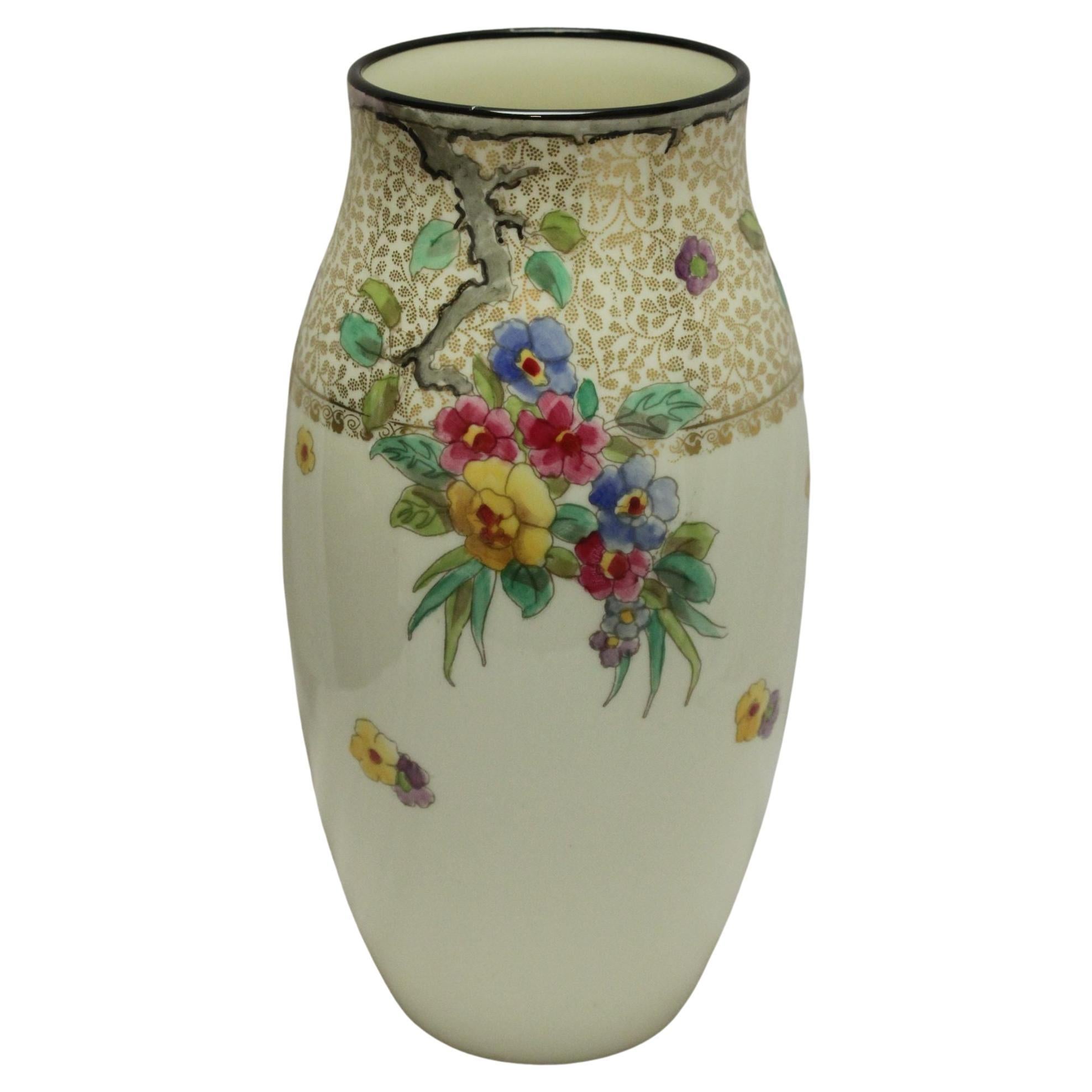 Royal Doulton hand coloured porcelain vase For Sale