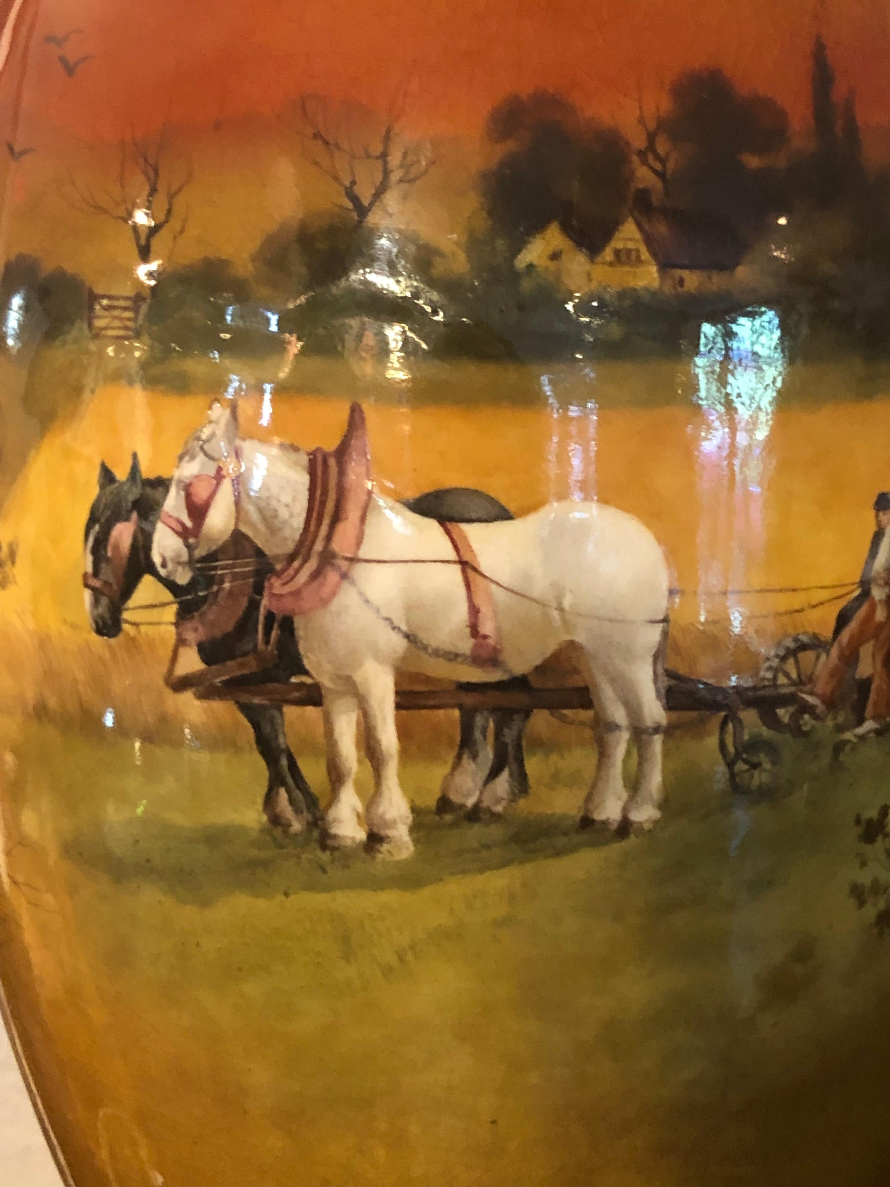 Fin du XIXe siècle Rare vase Royal Doulton peint à la main et émaillé en vente