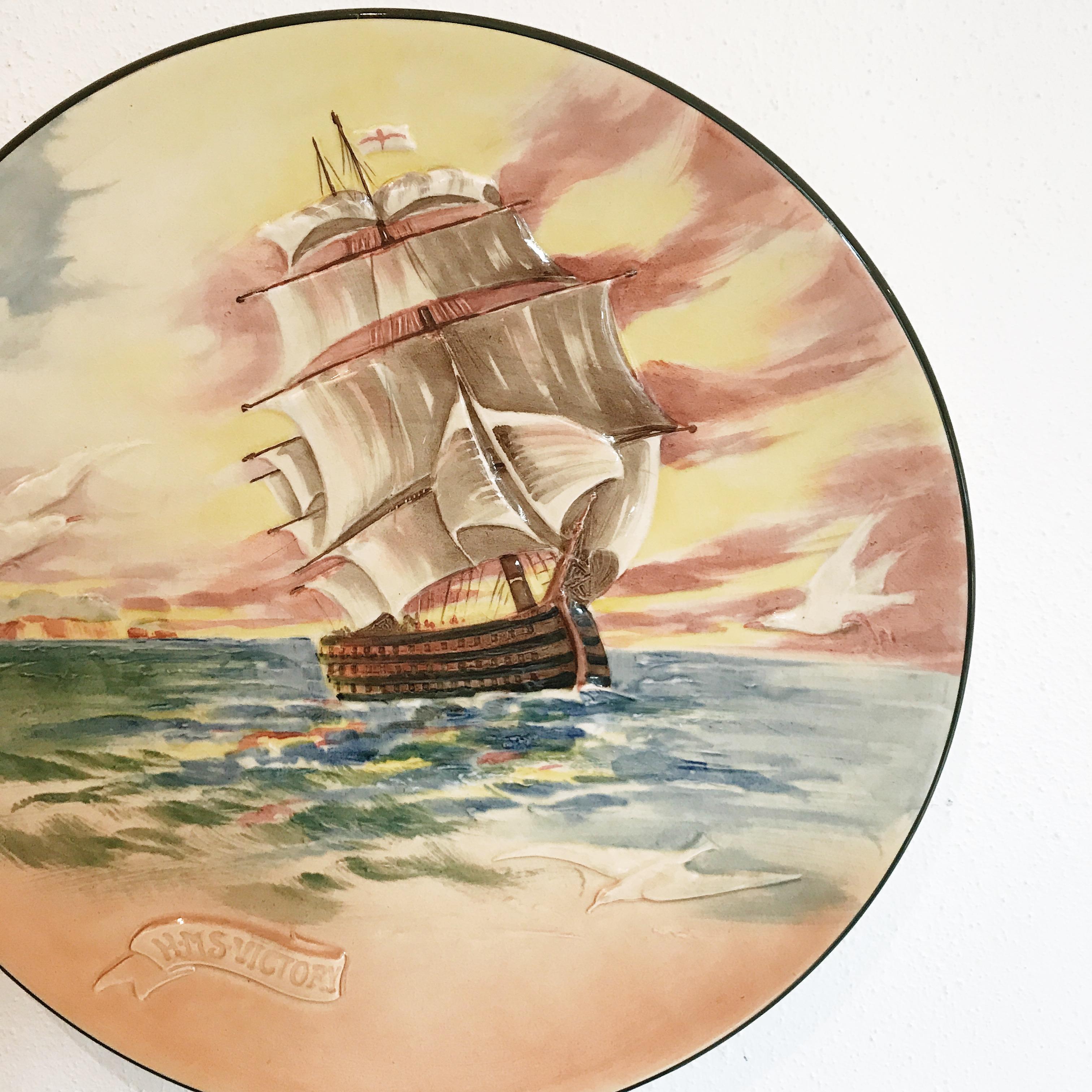 Royal Doulton HMS Victory, Famous Ships Series Ware, Wall Hanging, 3D Plate In Good Condition In Ettalong Beach, NSW