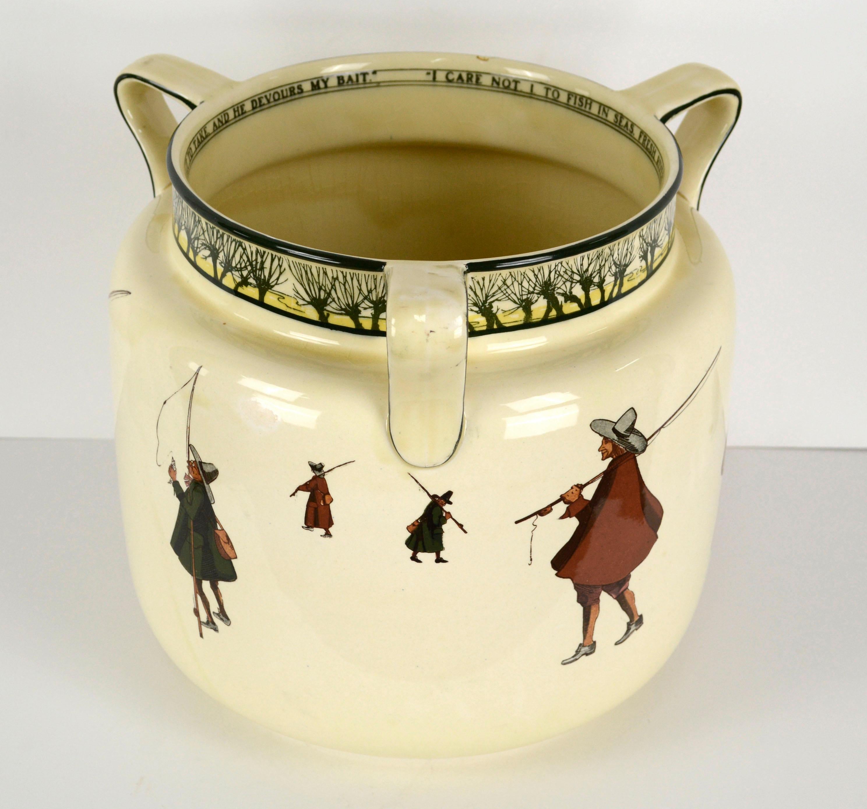 Anglais Jardinière Royal Doulton Isaac Walton de la série Ware par Charles Noke, signée en vente