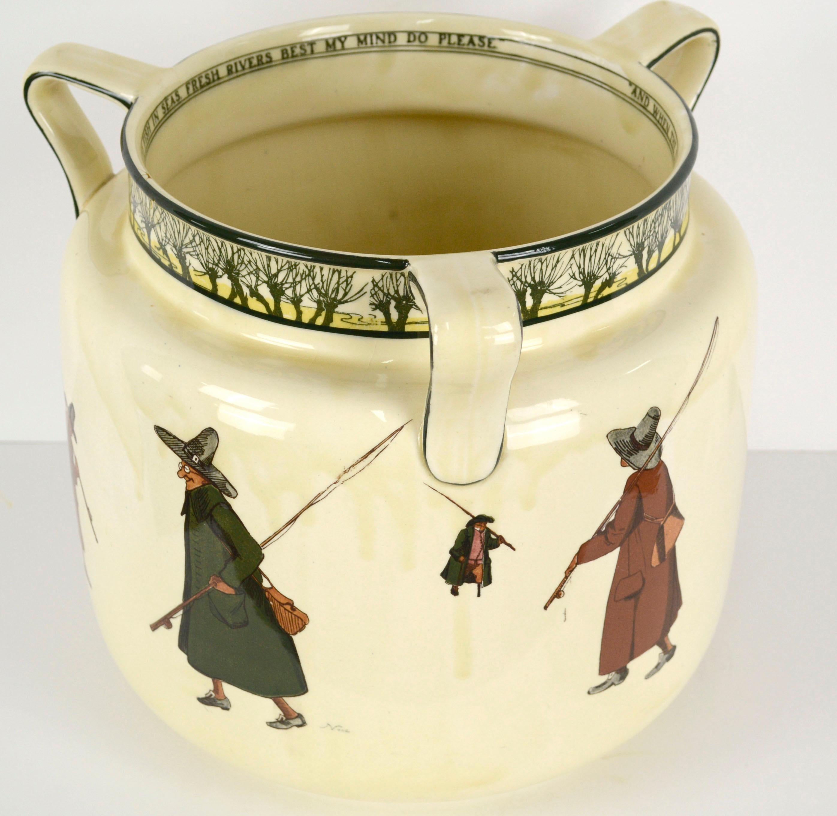 20ième siècle Jardinière Royal Doulton Isaac Walton de la série Ware par Charles Noke, signée en vente