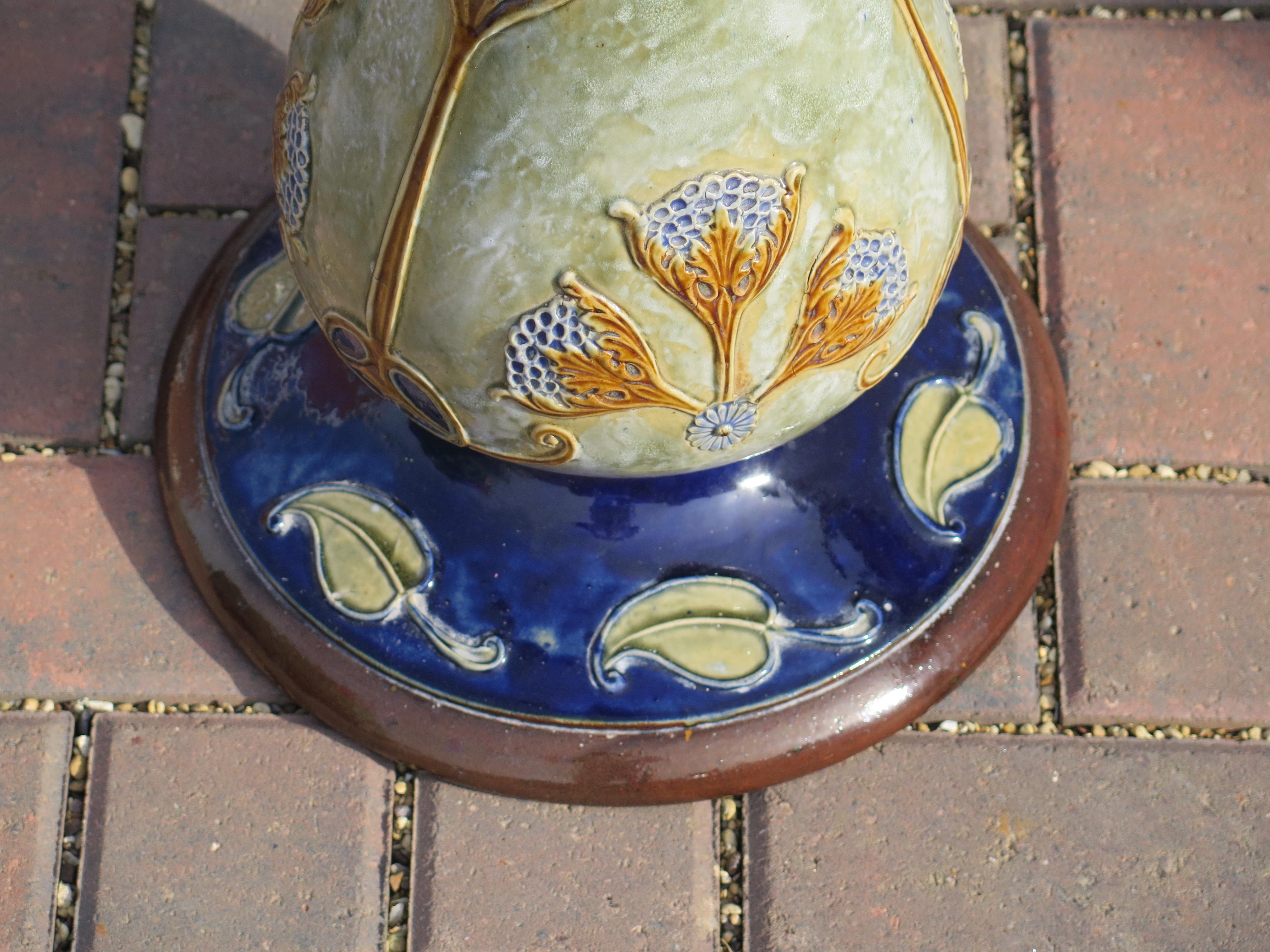 Hand-Painted Royal Doulton Large Jardiniere on Stand, circa 1925