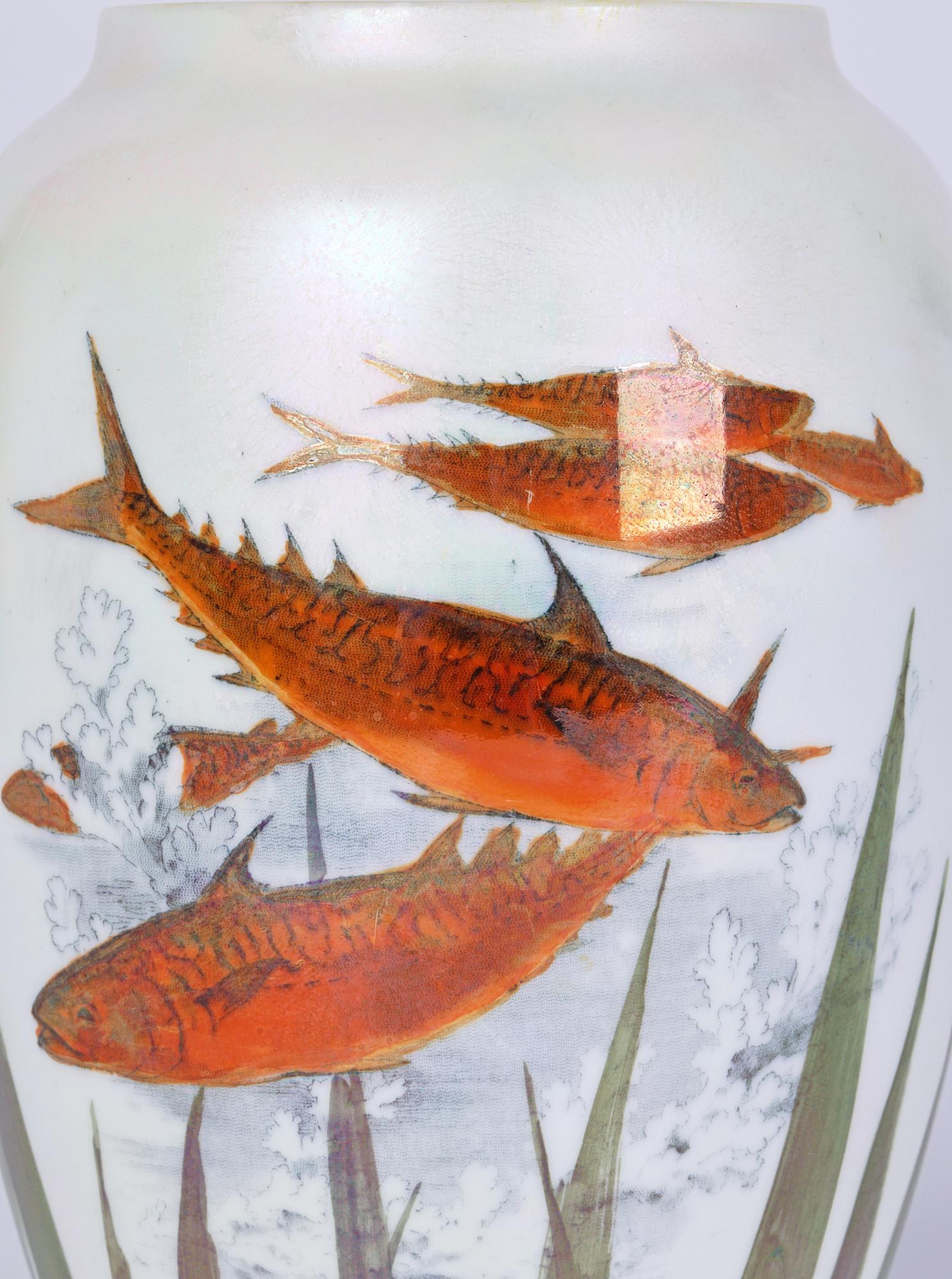 Royal Doulton Lustre Glazed Art Pottery Vase with Fish In Good Condition In Bishop's Stortford, Hertfordshire