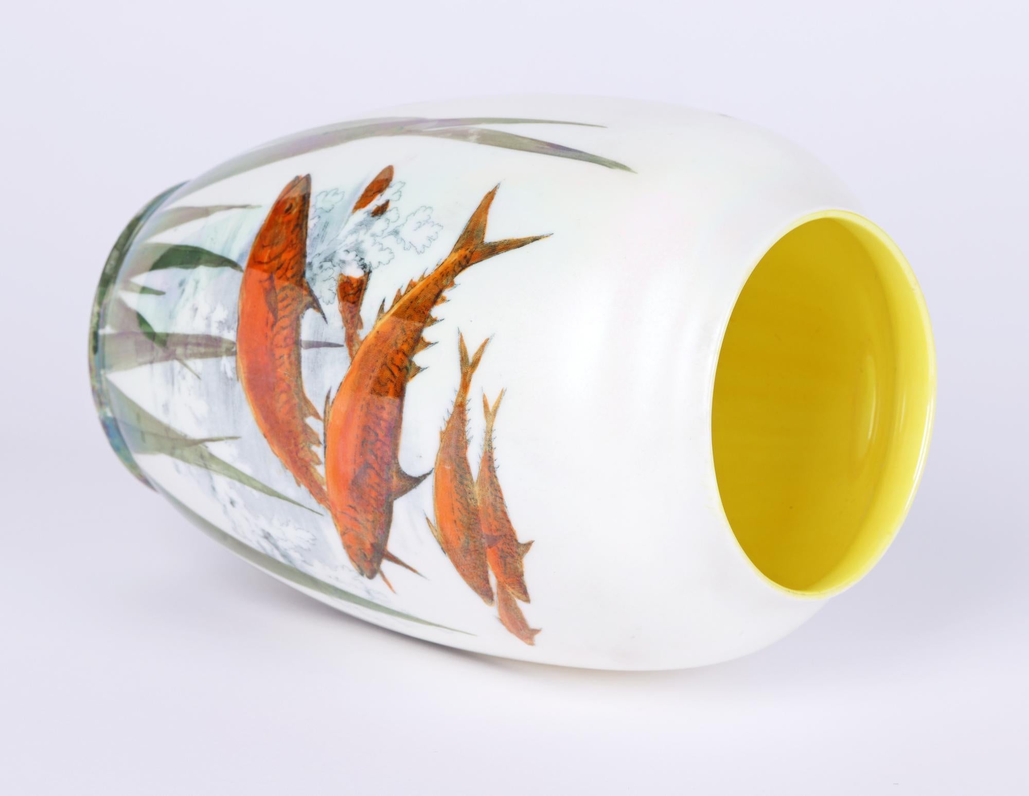 Early 20th Century Royal Doulton Lustre Glazed Art Pottery Vase with Fish