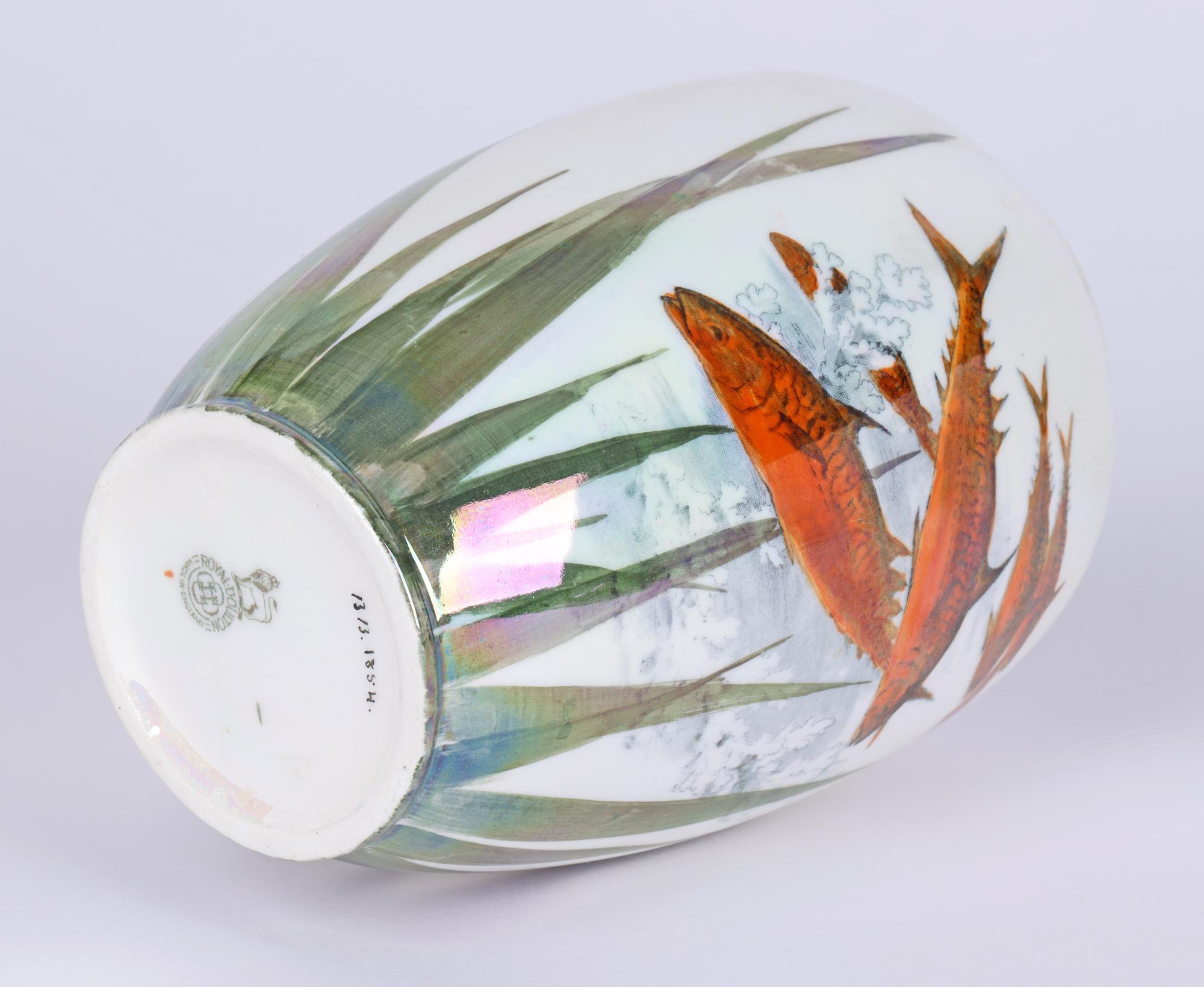 Royal Doulton Lustre Glazed Art Pottery Vase with Fish 1