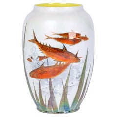 Royal Doulton Lustre Glazed Art Pottery Vase with Fish