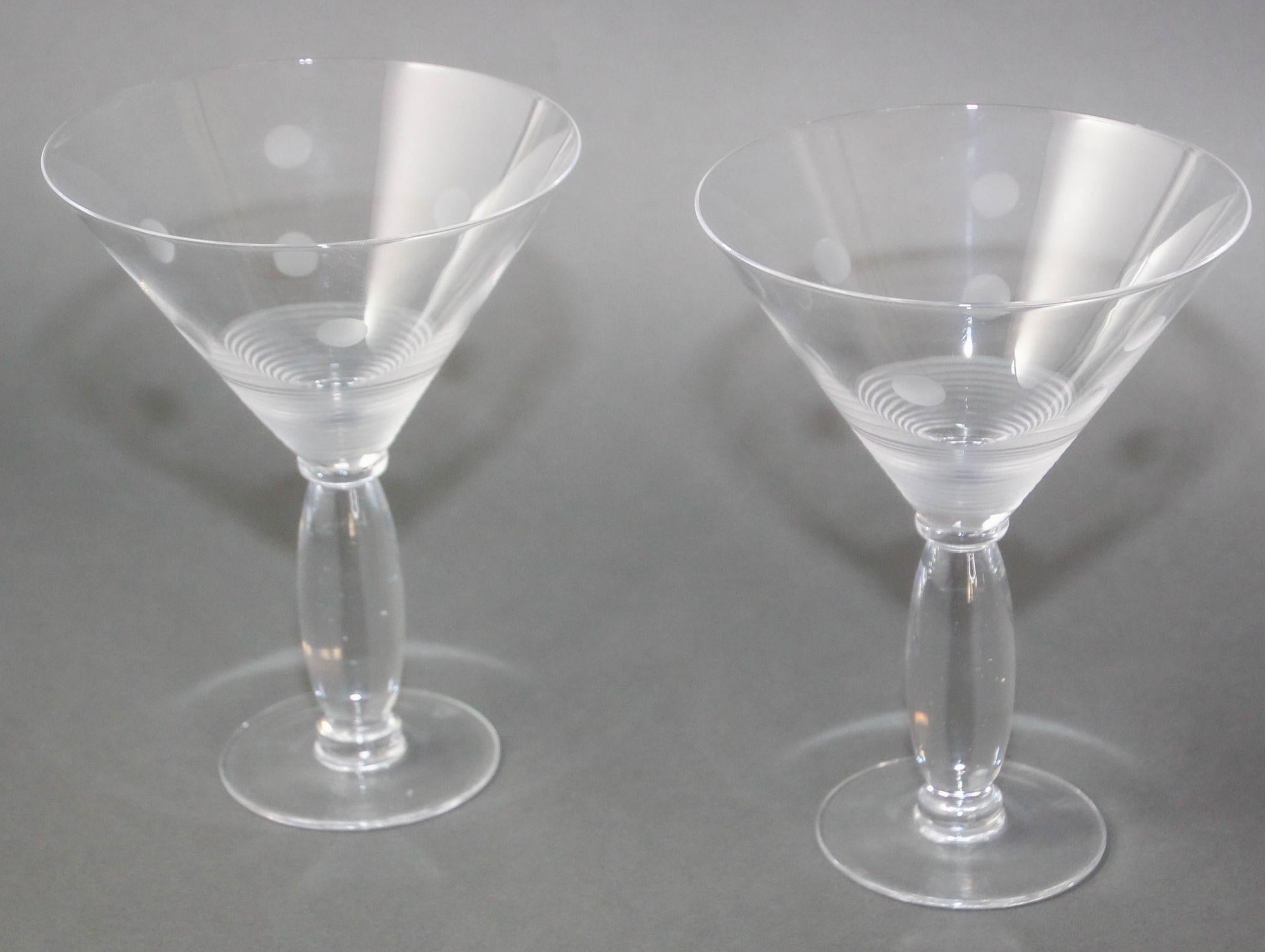 ROYAL DOULTON Martini Crystal Etched Glasses Set of 2 Vintage Cocktail Barware For Sale 3