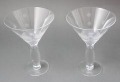 ROYAL DOULTON Martini Crystal Etched Glasses Set of 2 Vintage Cocktail Barware