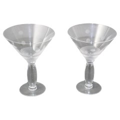 ROYAL DOULTON Martini Crystal Etched Glasses Set of 2 Retro Cocktail Barware