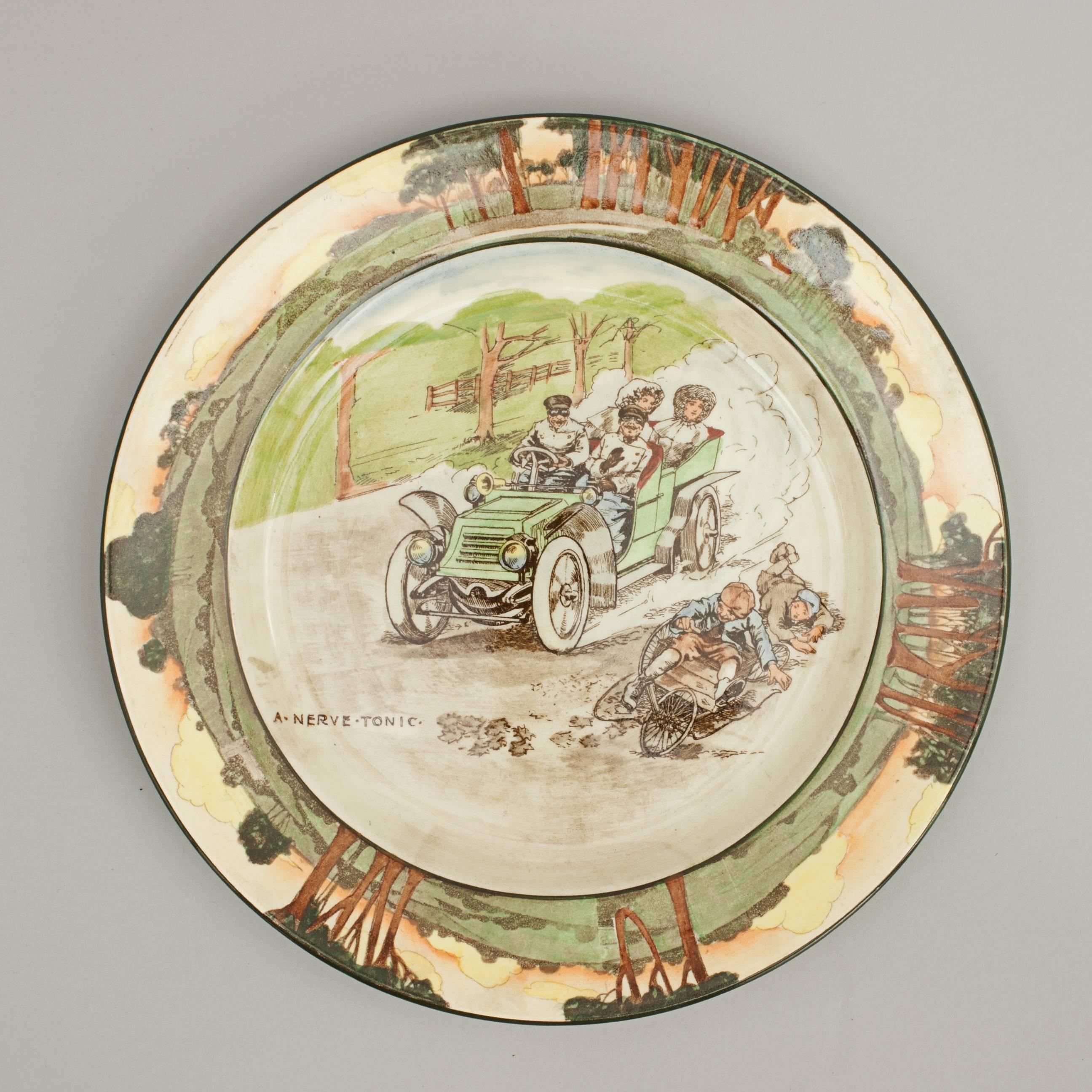 Rare royal Doulton motoring plate.
An early Royal Doulton automobile plate entitled 'A Nerve Tonic'. The plate is in excellent condition with no chips, cracks or repairs, there is the usual crazing to the glaze as would be expected. The plate