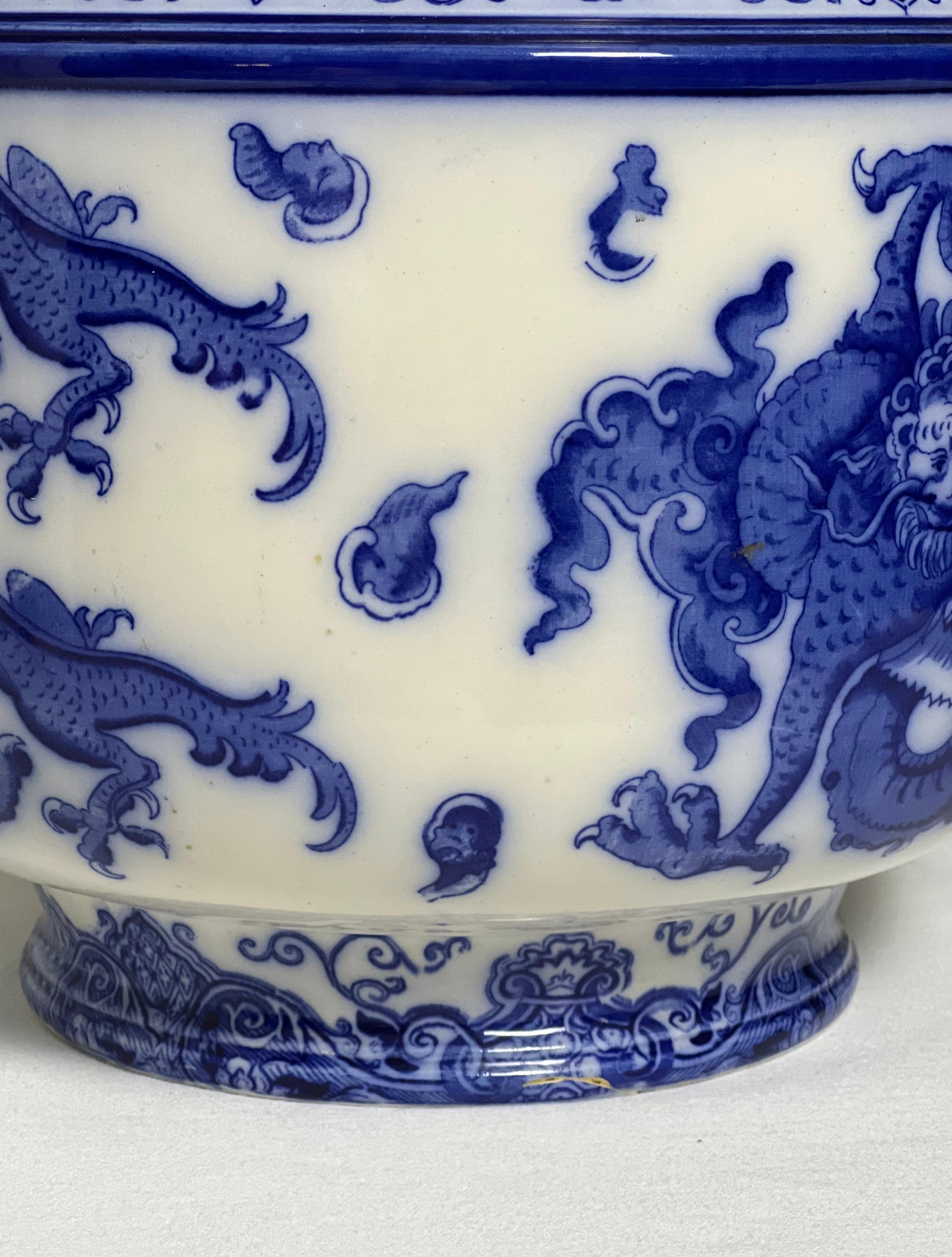 Royal Doulton 'Oyama' Pattern Flow Blue Porcelain Jardiniere For Sale 5