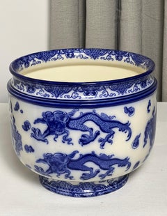 Royal Doulton 'Oyama' Pattern Flow Blue Porcelain Jardiniere