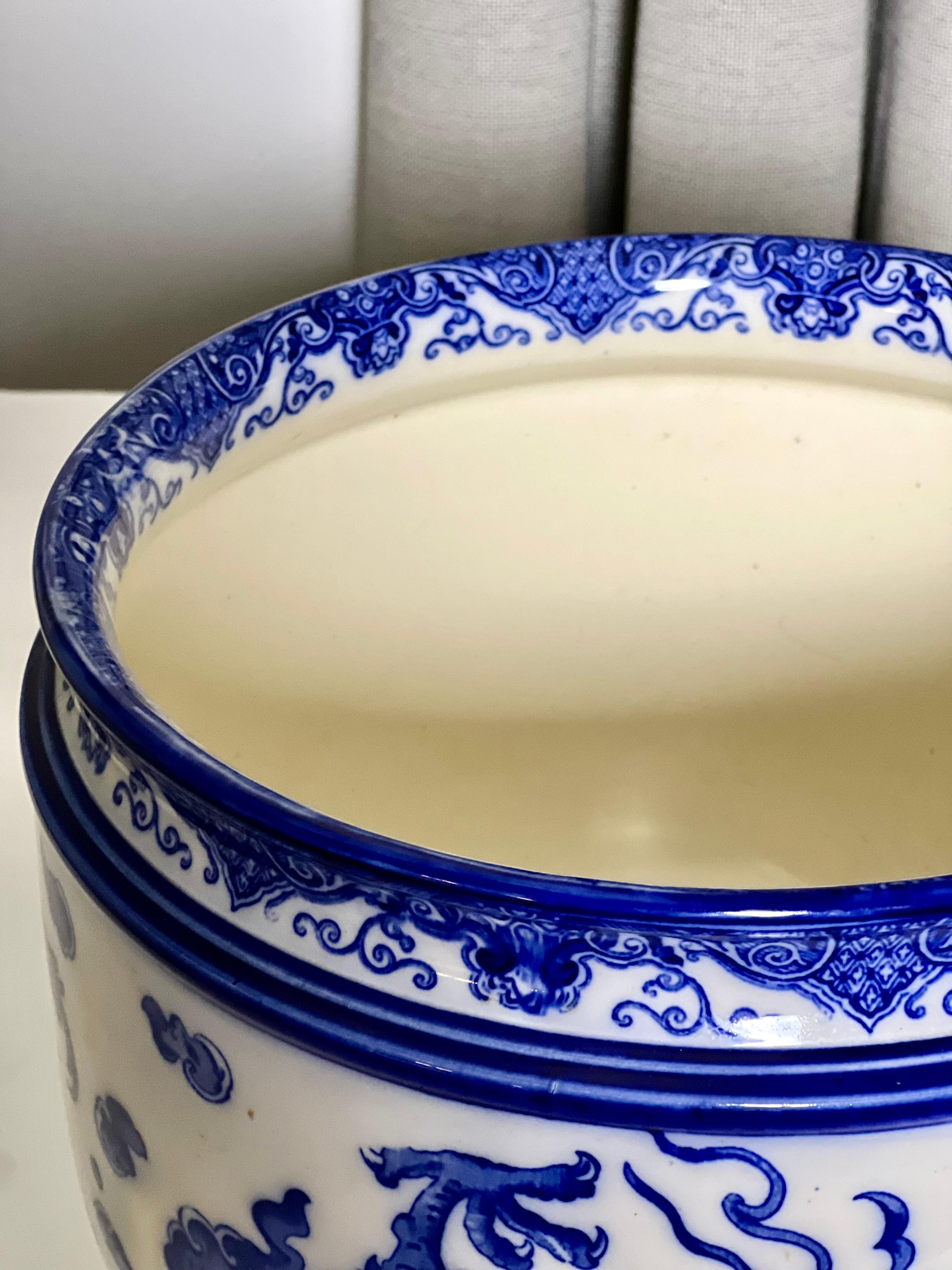 Royal Doulton 'Oyama' Pattern Flow Blue Porcelain Jardiniere For Sale 1