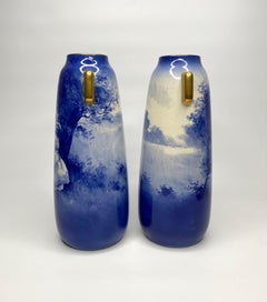 Royal Doulton pair of Blue Children vases, c. 1900.
