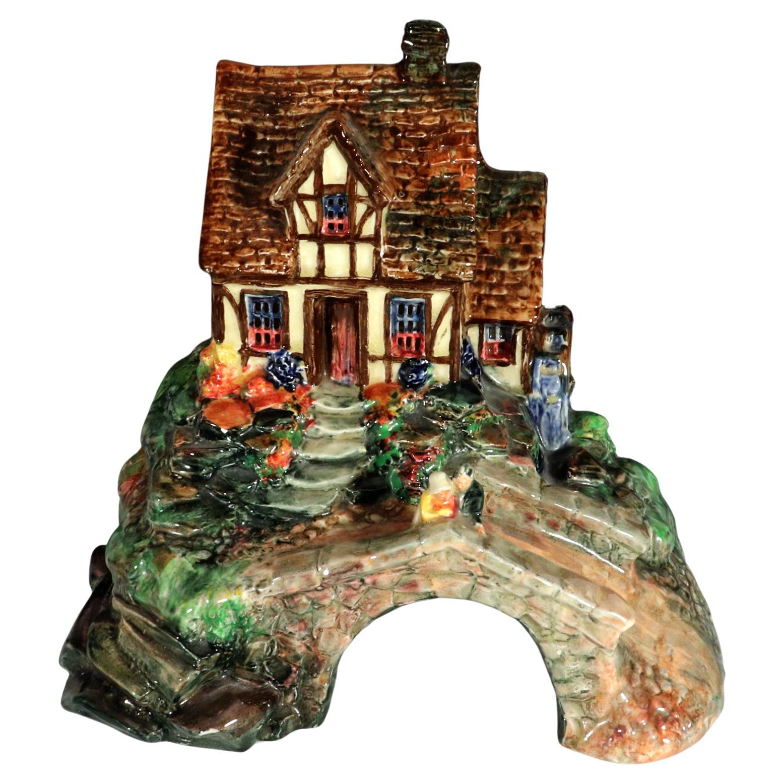 Royal Doulton Pastille Pottery Bastiile Burner Tudor Watermill and Cottage For Sale