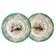 Paire d'assiettes en porcelaine Royal Doulton, peintures de fruits par C B Brough, 1903