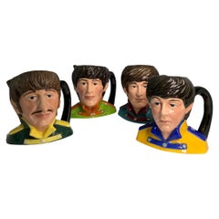 Vintage Royal Doulton Porcelain Set of Mugs Featuring the Beatles