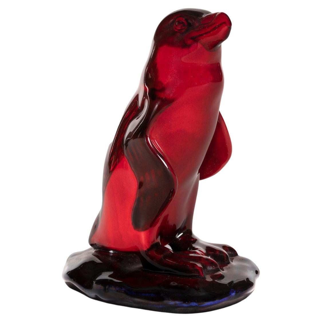  Royal Doulton Red Flambe Porcelain Figurine "PENGUIN" 1930 For Sale