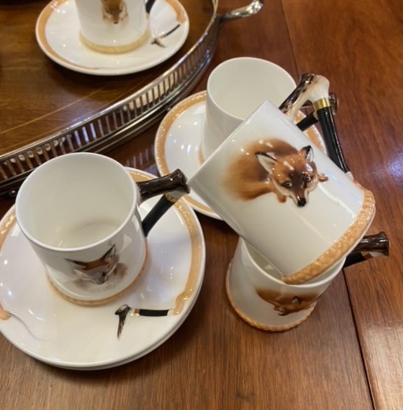 Royal Doulton Reynard Porcelain Coffee Service Set with Hand Painted Fox Motif 1