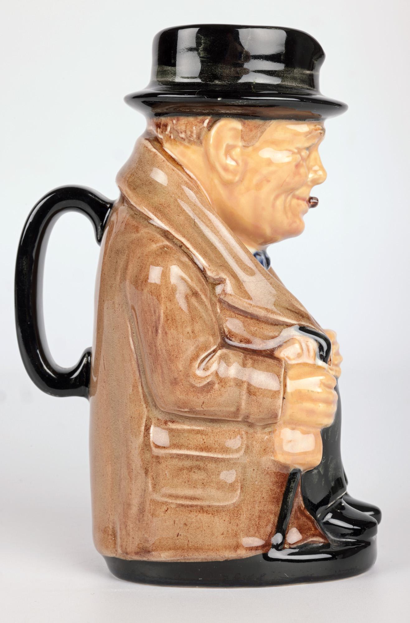 Hand-Crafted Royal Doulton Scarce Winston Churchill Character Jug 1940 For Sale