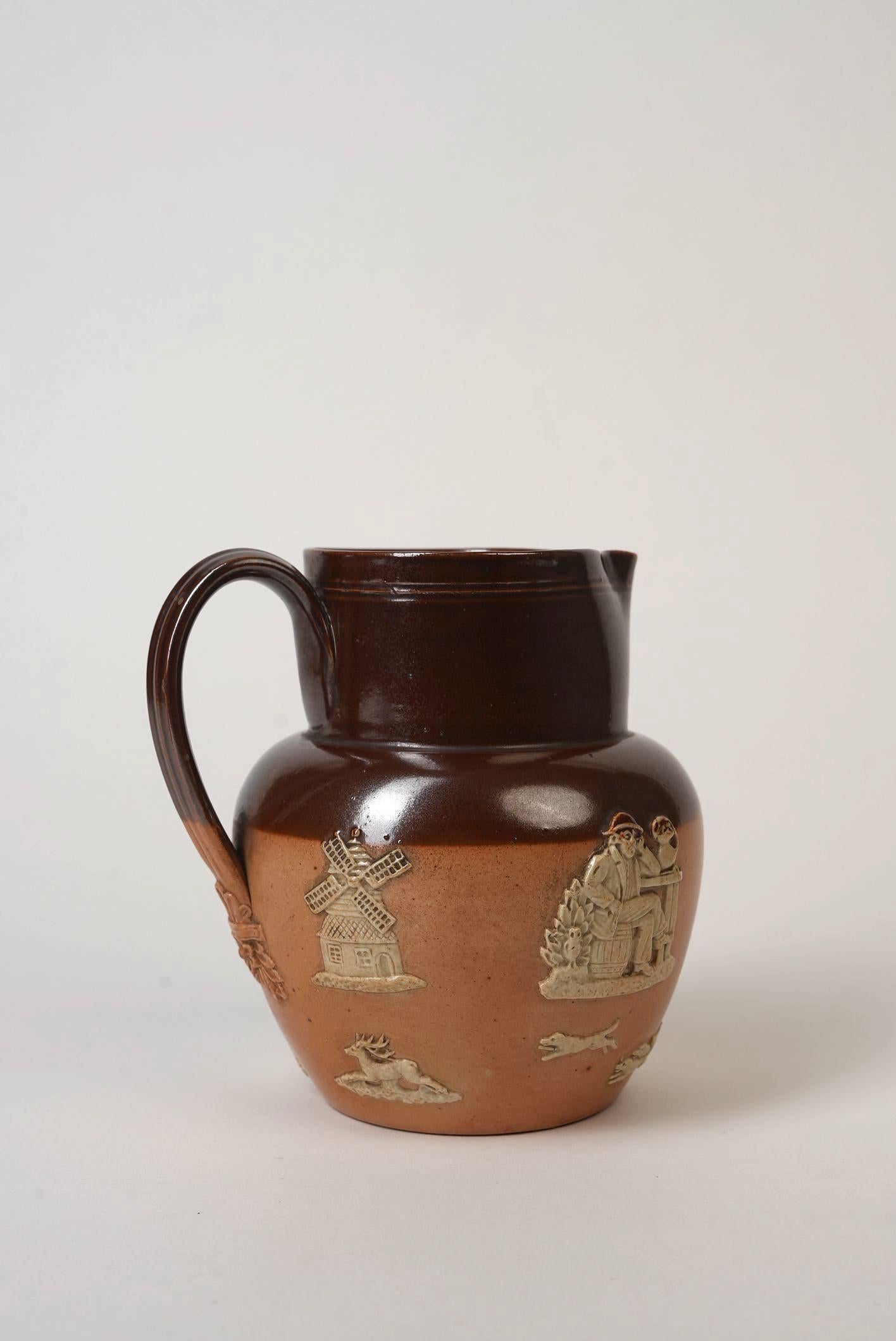 Royal Doulton Stoneware Pitcher Farming Scene, Circa 1900 For Sale 3