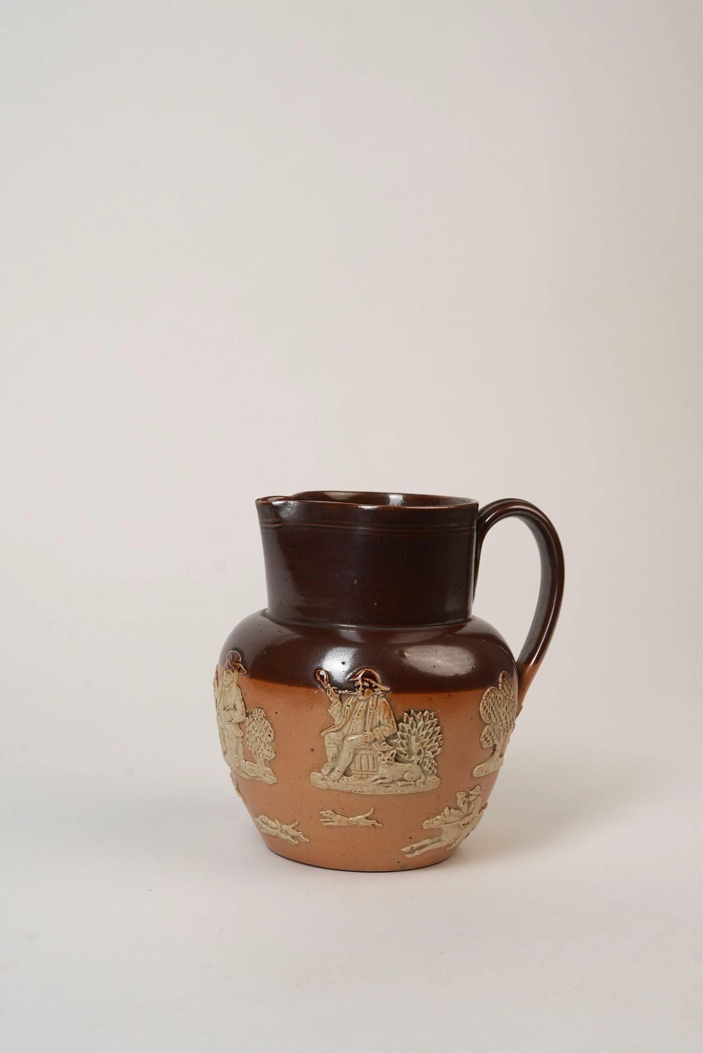 Royal Doulton Stoneware Pitcher Farming Scene, Circa 1900 For Sale 5