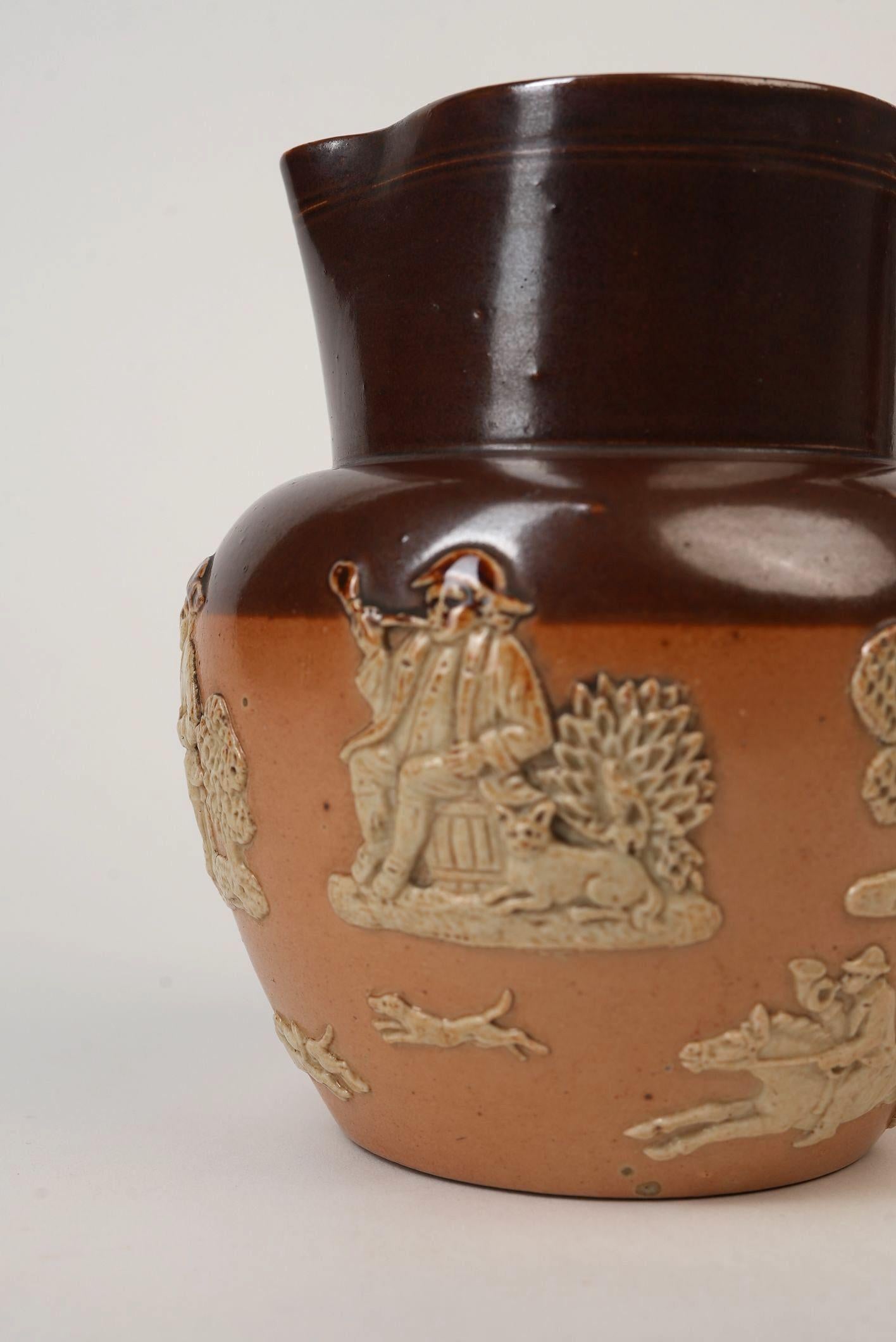 Early 20th Century Royal Doulton Stoneware Pitcher Farming Scene, Circa 1900 For Sale