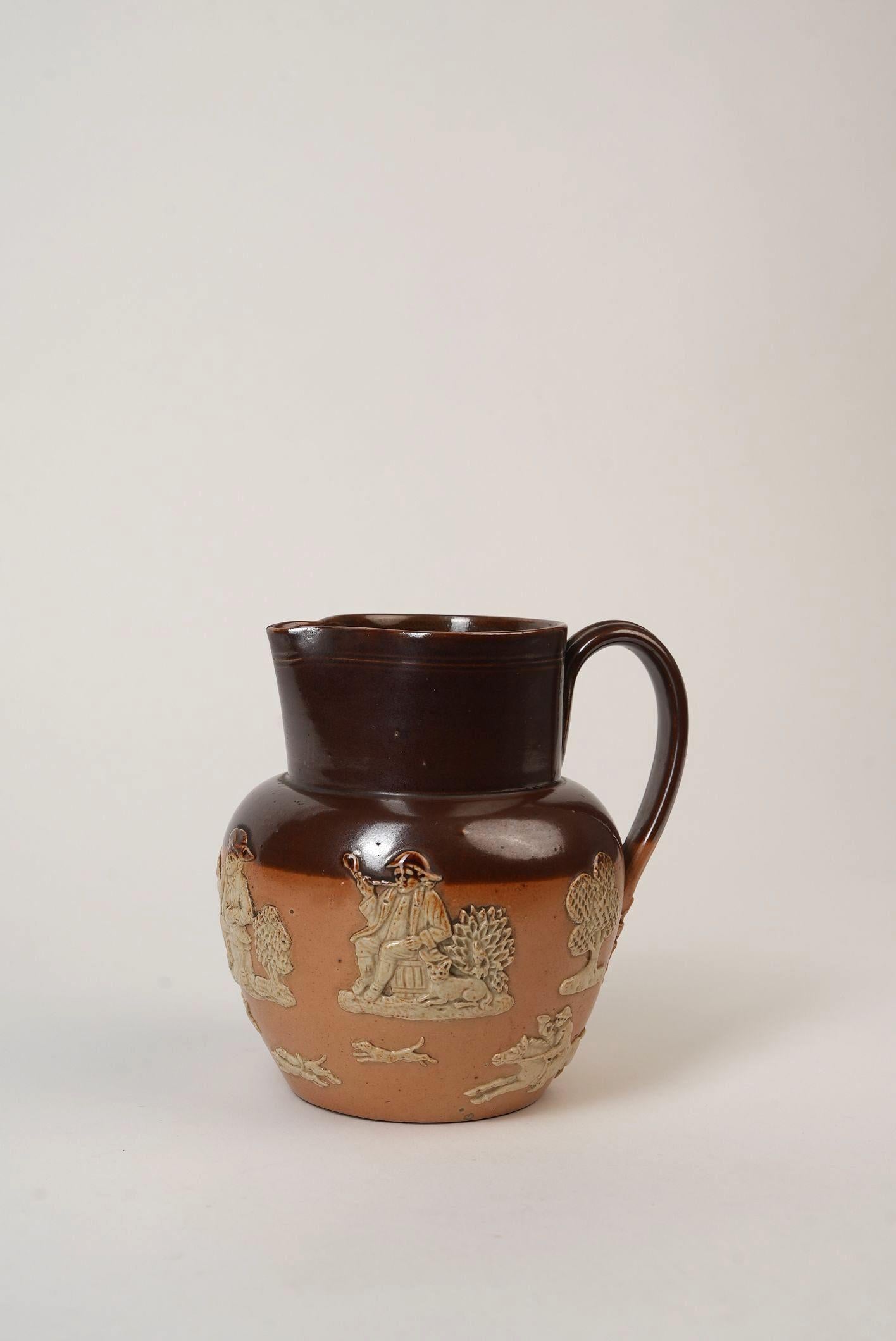 Royal Doulton Stoneware Pitcher Farming Scene, Circa 1900 For Sale 1
