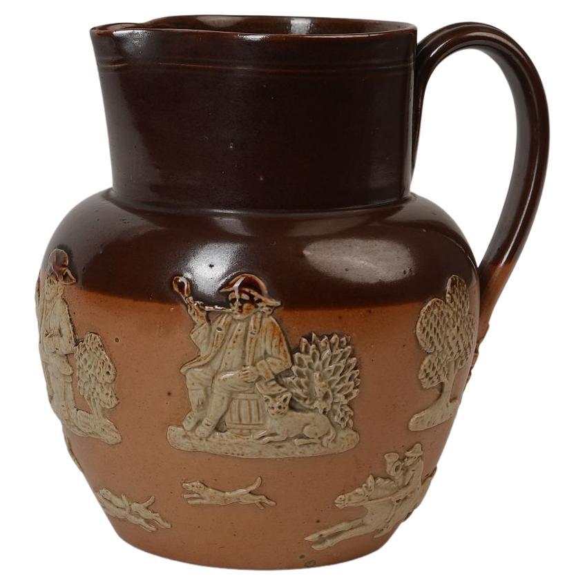 Jarra de Gres Royal Doulton Escena de Granja, Circa 1900