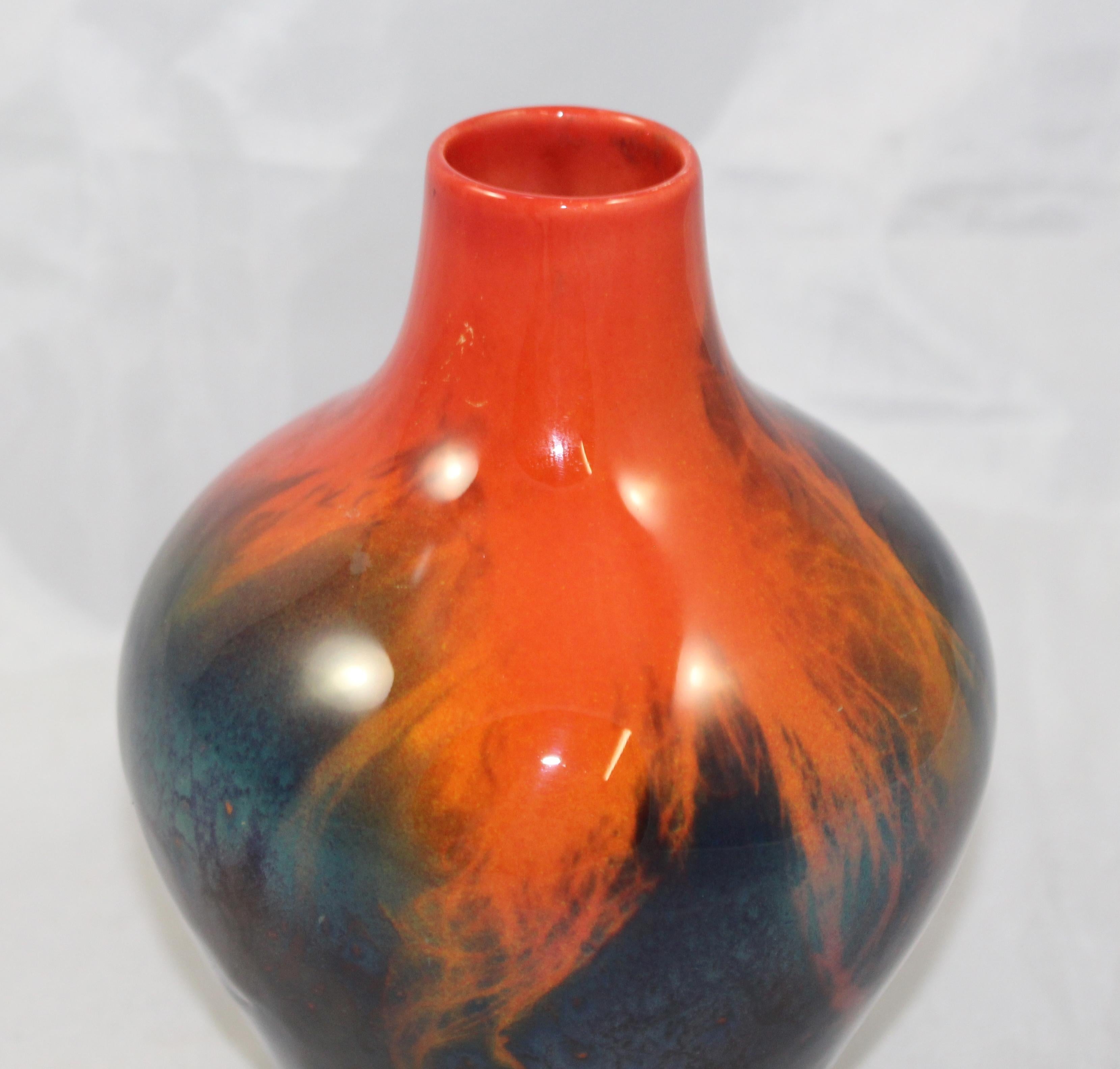 Royal Doulton Sung Flambé Bulbous Vase by Fred Moore In Excellent Condition In Worcester, Worcestershire